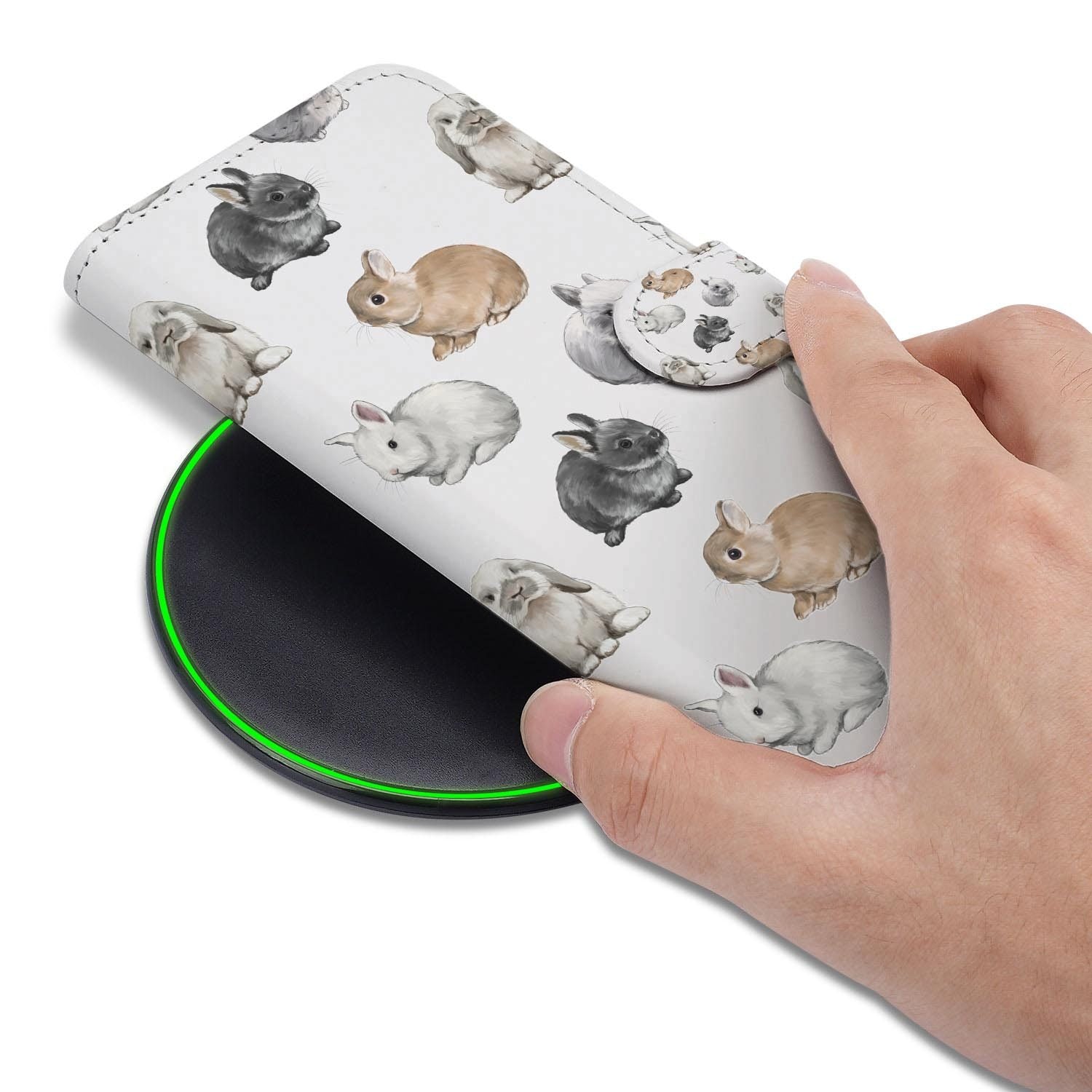 Samsung Galaxy S26 FE hoesje met pasjeshouder en Konijntjes-ontwerp uit de collectie Dieren