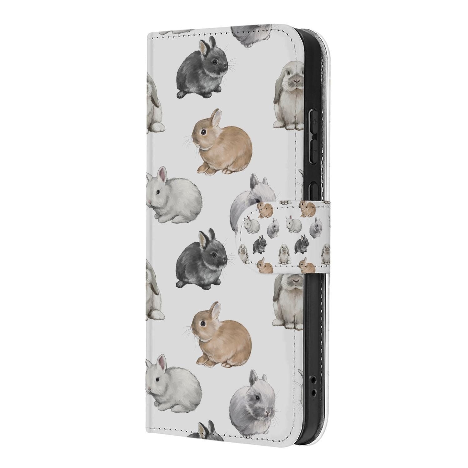 Kunstleren klaphoesje Konijntjes voor Samsung Galaxy S26 FE met magnetische sluiting