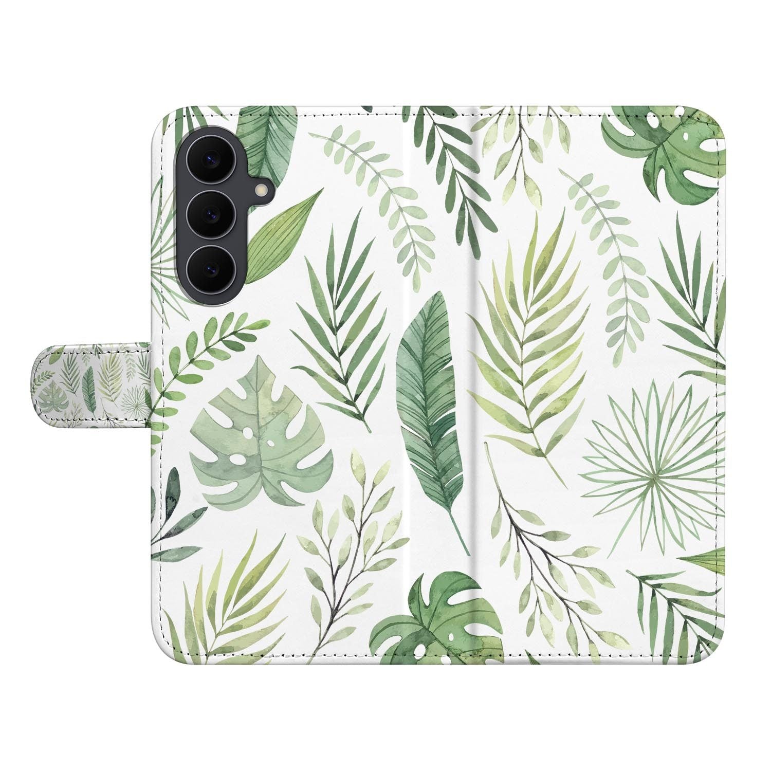 Leaves book case voor de Samsung Galaxy S26 FE in wit en groen