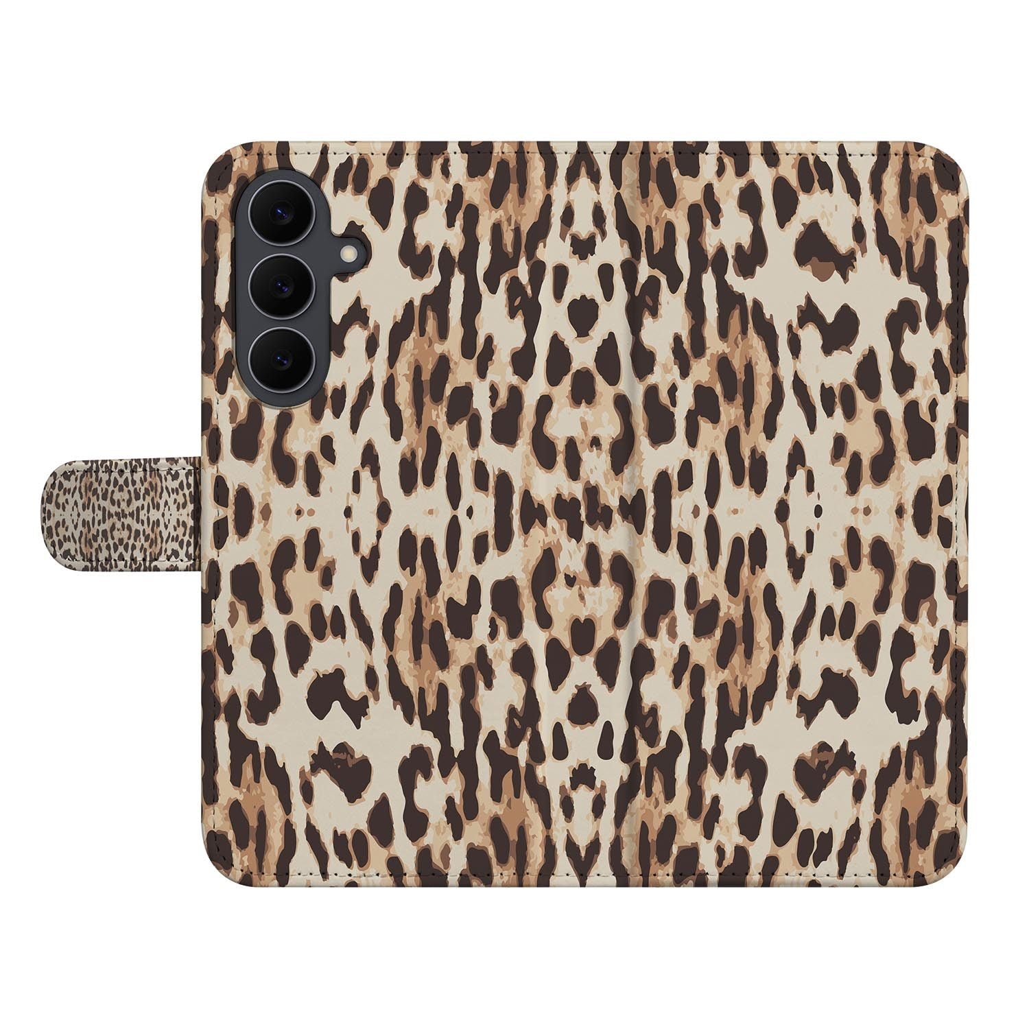 Samsung Galaxy S26 FE book case met Leopard design en ruimte voor pasjes