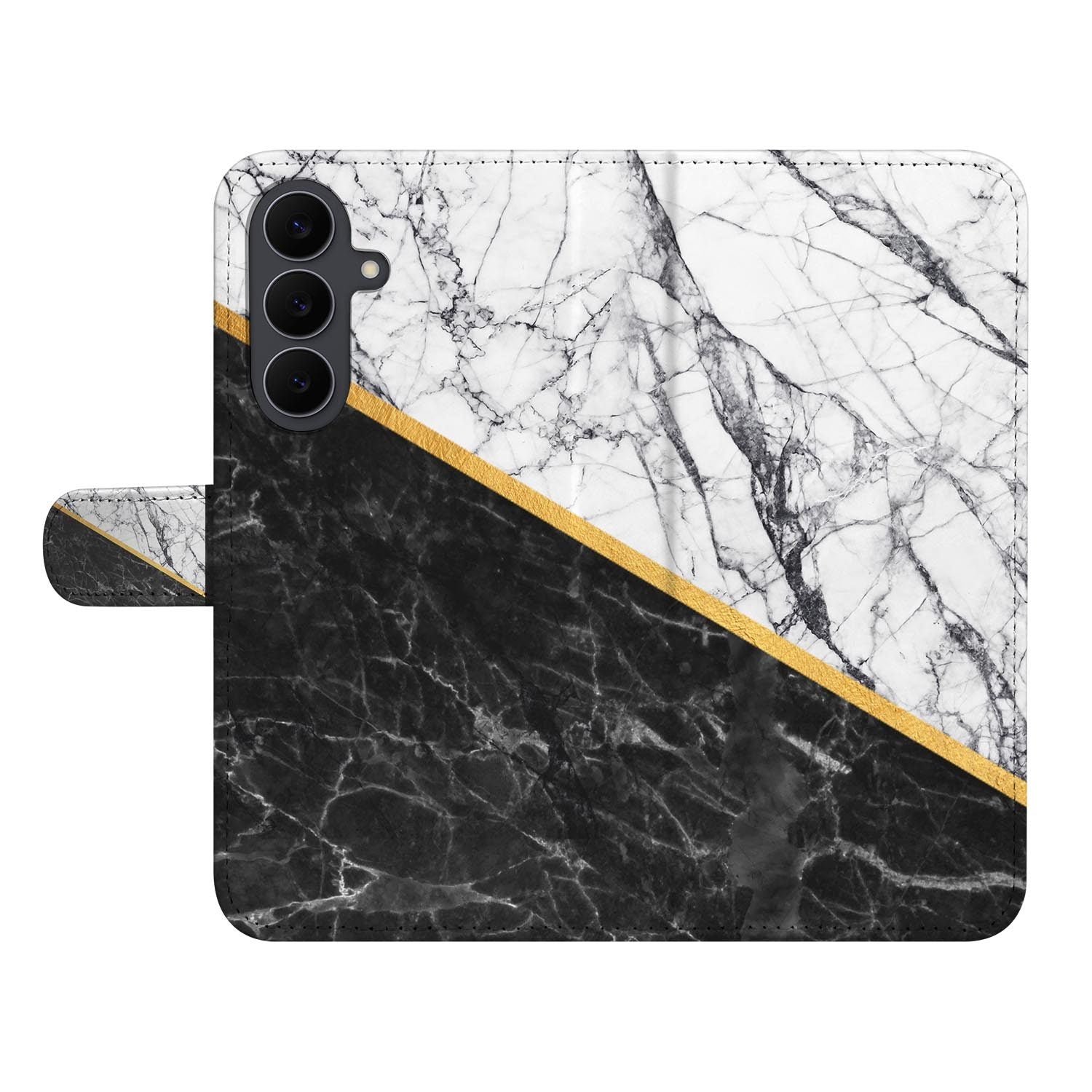 Samsung Galaxy S26 FE book case in het design Marble White Black