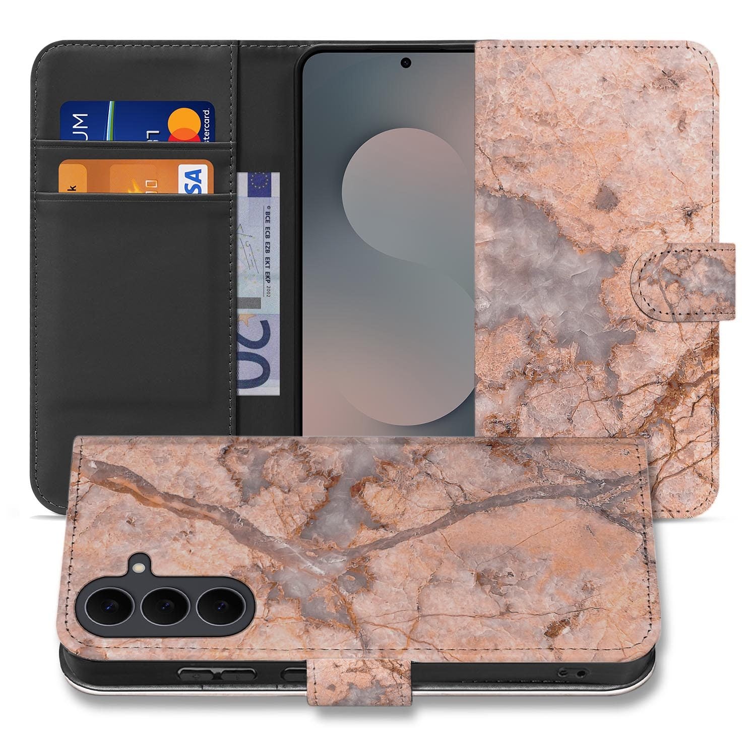 Samsung Galaxy S26 FE bookcase hoesje met Marmer Oranje design