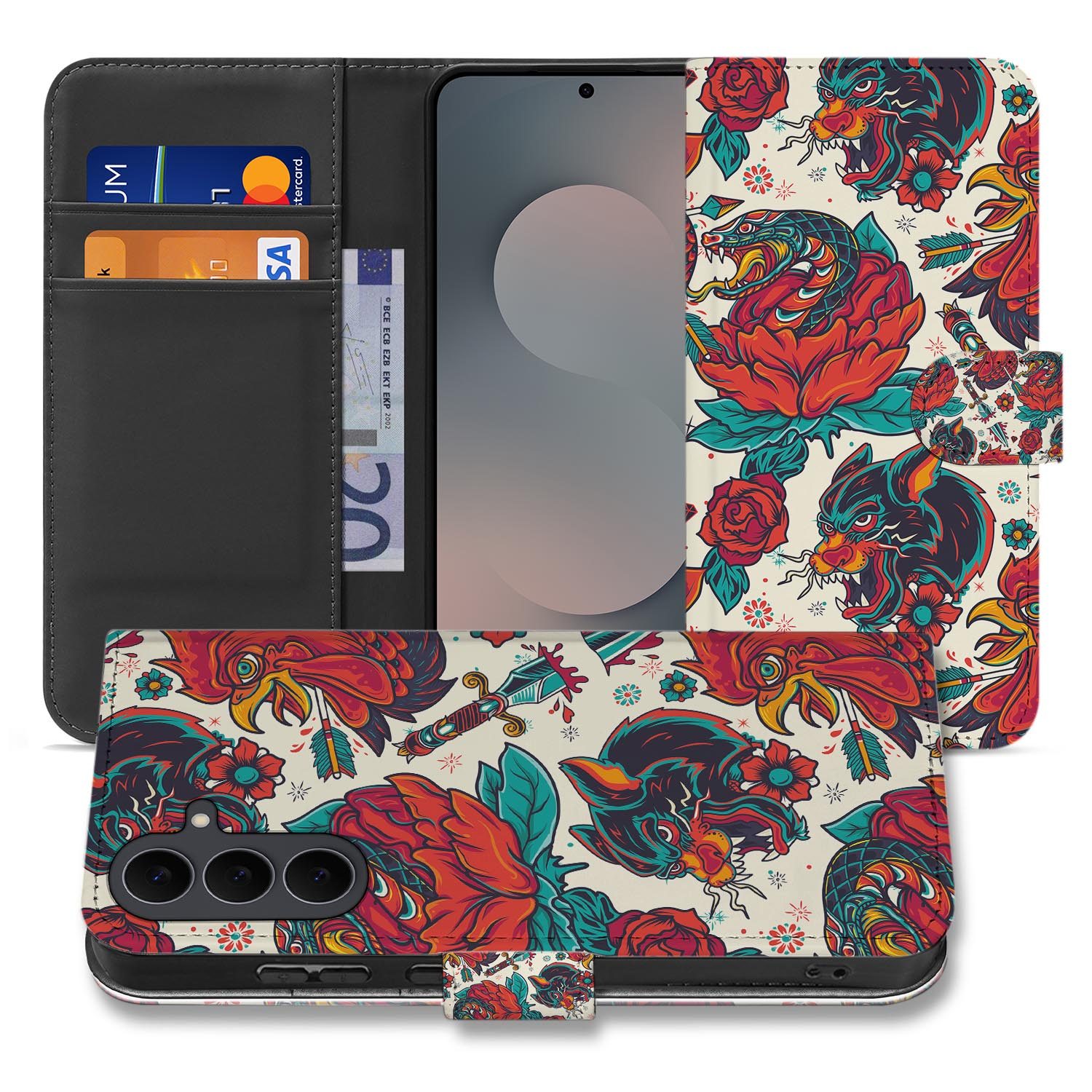 Book case Samsung Galaxy S26 FE met vintage Old Skool print
