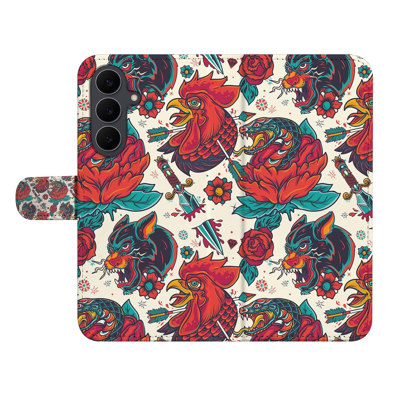 Samsung Galaxy S26 FE bookcase hoesje in meerkleurig Old Skool design