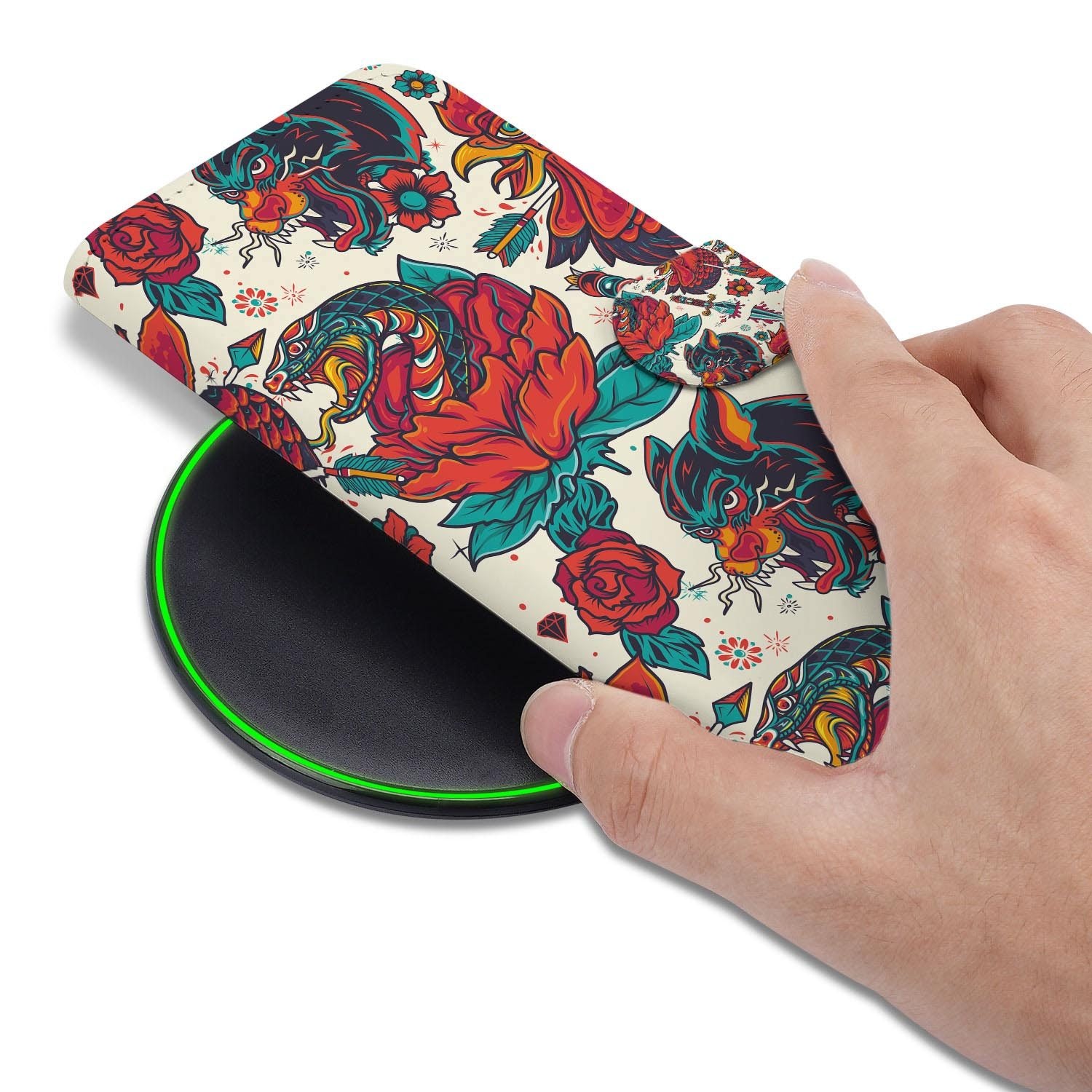 Kunstleren klaphoesje Samsung Galaxy S26 FE, Old Skool ontwerp uit de vintage collectie