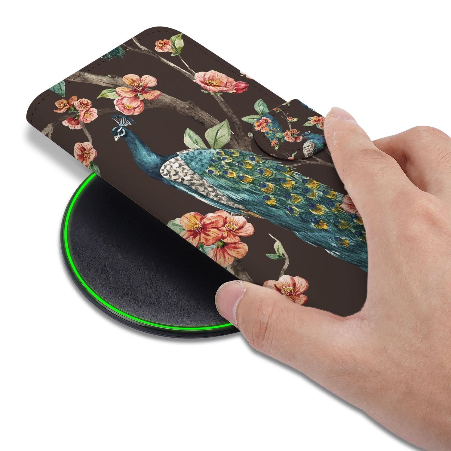 Pauw met Bloemen book case van PU-leer voor de Samsung Galaxy S26 FE
