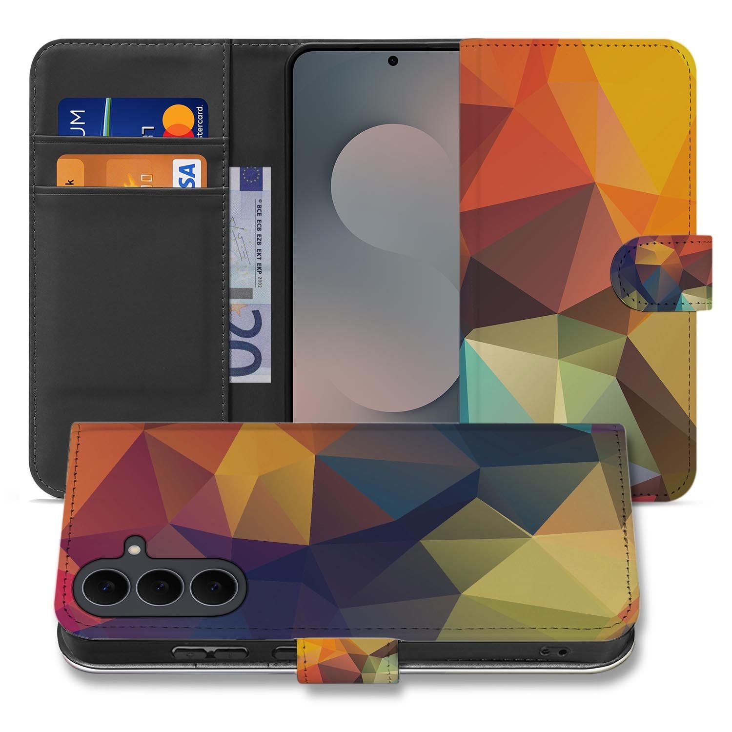 Samsung Galaxy S26 FE bookcase hoesje met Polygon Color design in meerdere kleuren