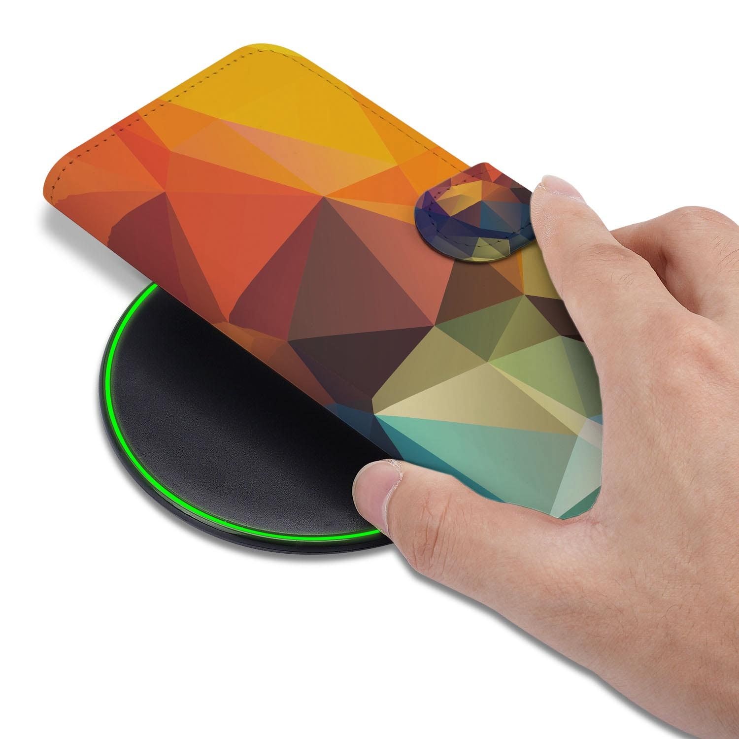 Samsung Galaxy S26 FE hoesje met pasjeshouder in het abstracte Polygon Color design