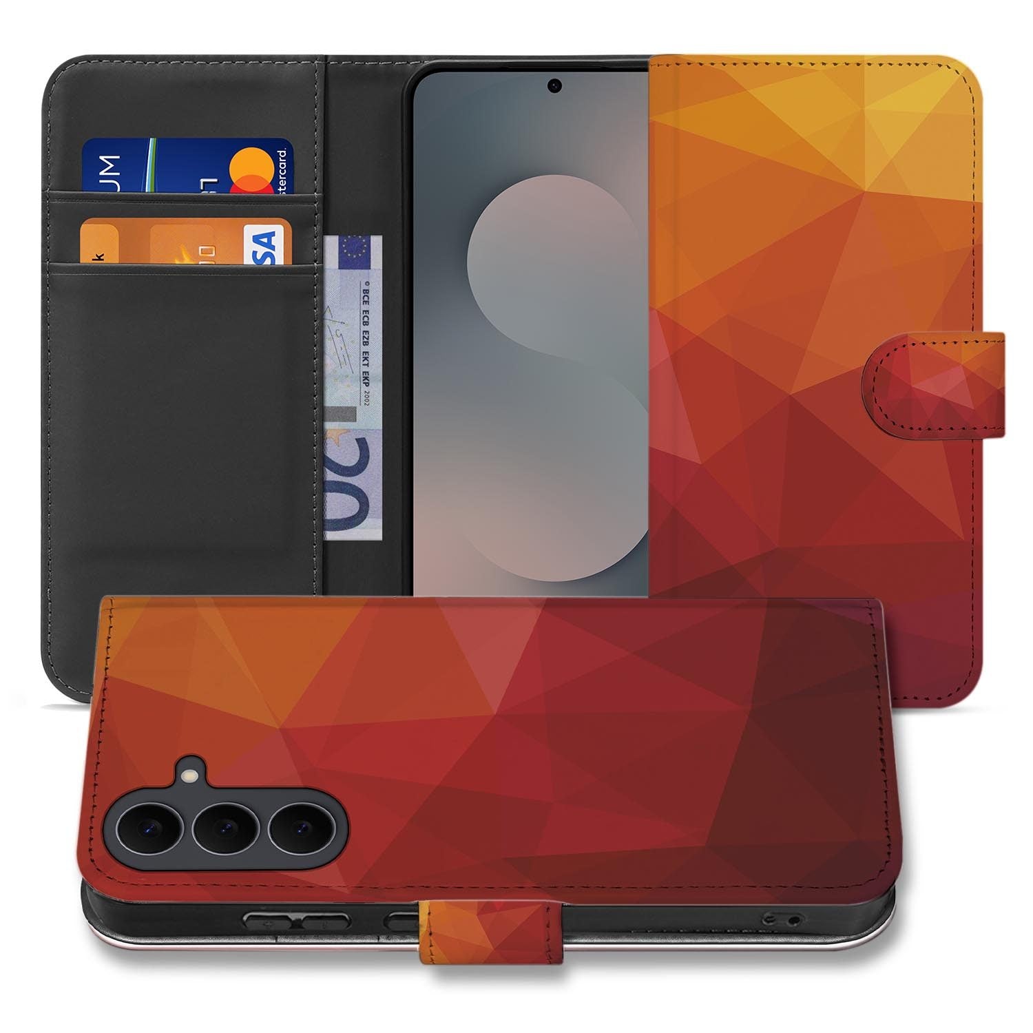 Samsung Galaxy S26 FE bookcase hoesje met Polygon Red design in rood en geel