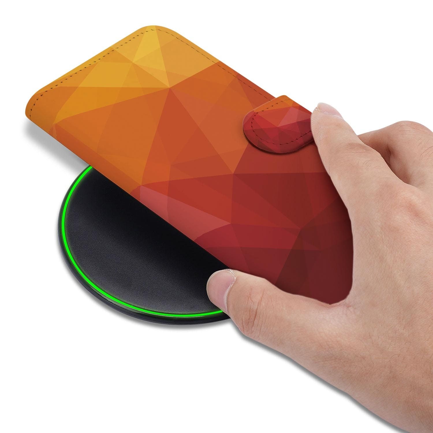 Samsung Galaxy S26 FE hoesje met pasjeshouder in het ontwerp Polygon Red
