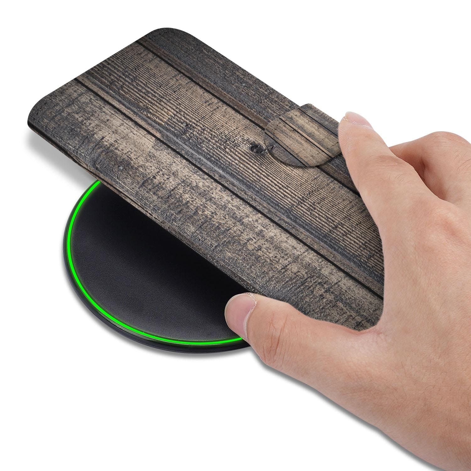 Samsung Galaxy S26 FE hoesje met pasjeshouder en Steigerhout houtprint