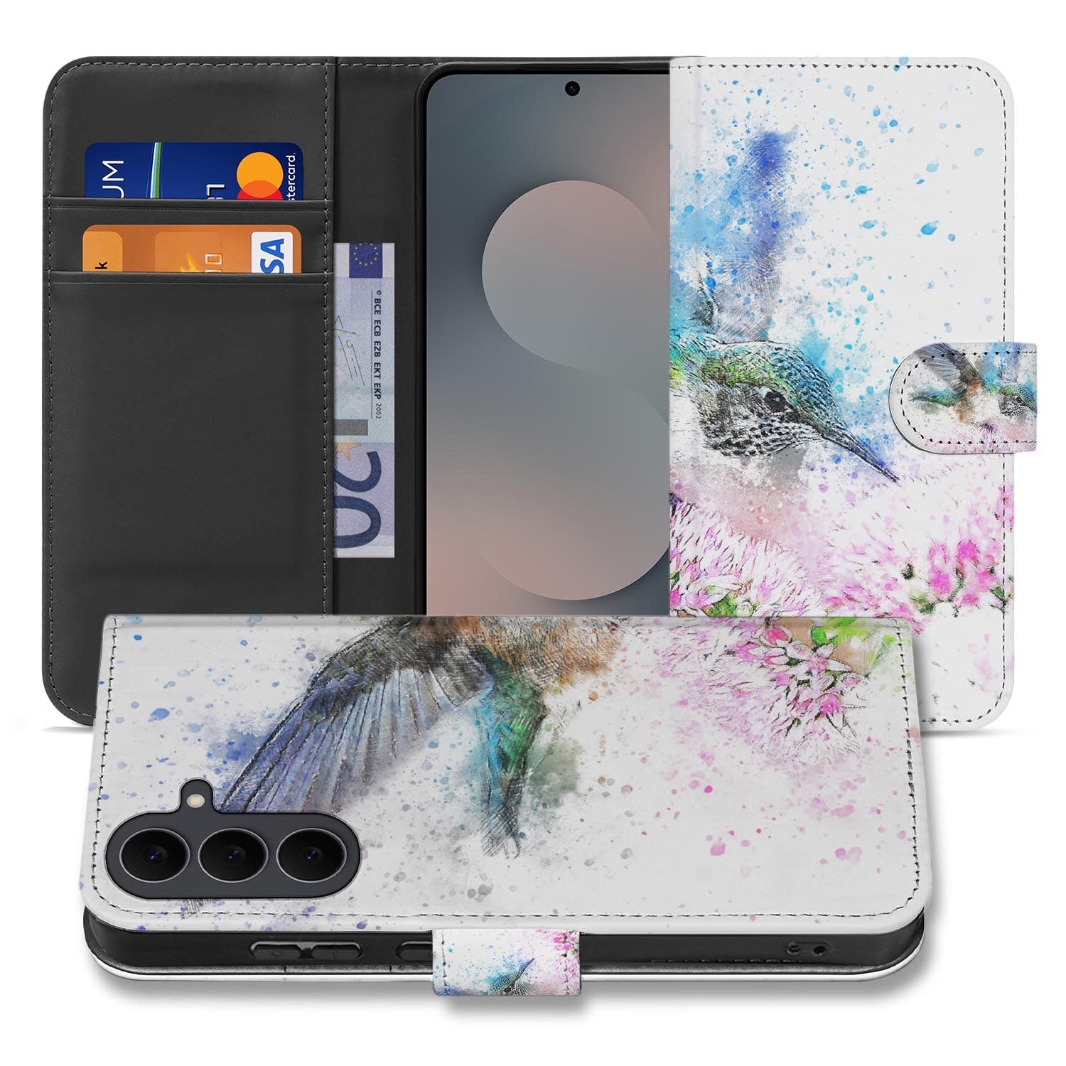 Bookcase hoesje Samsung Galaxy S26 FE met Vogel-design in aquarelstijl