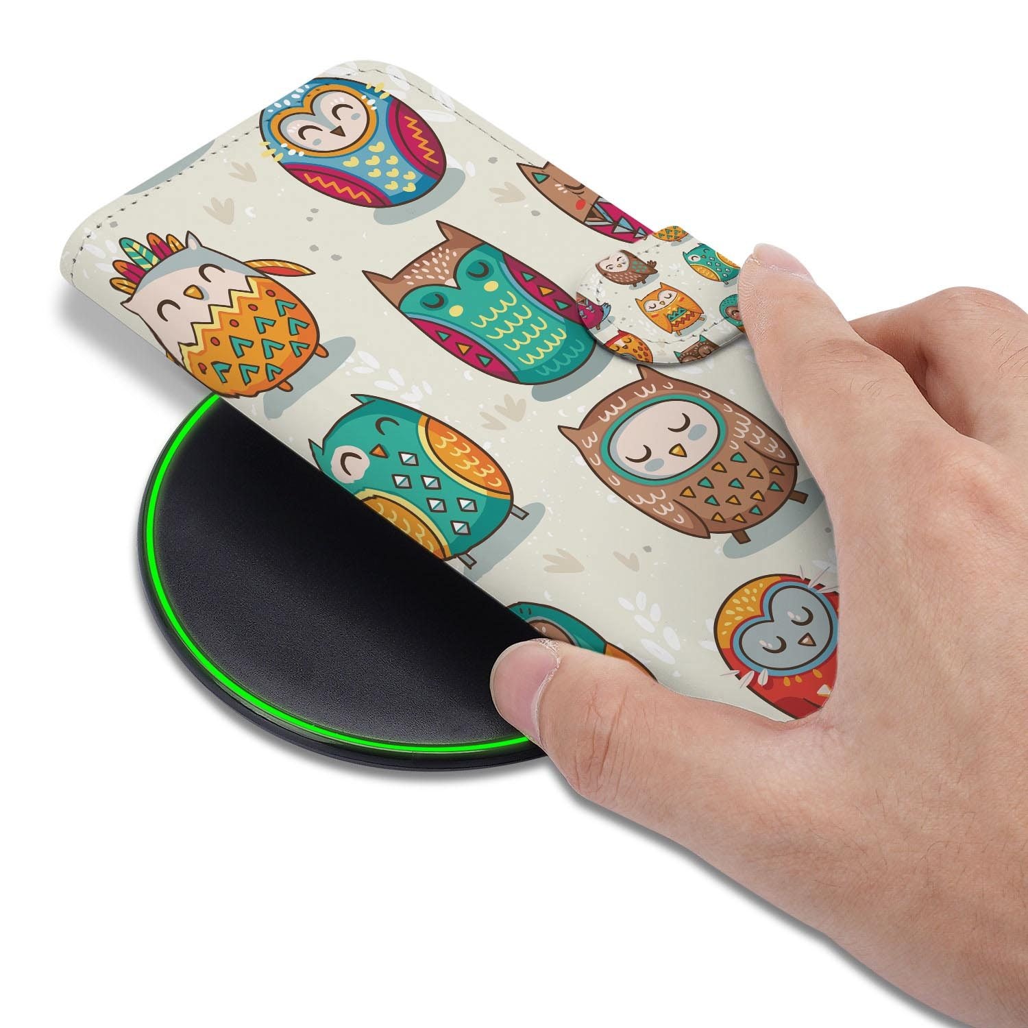Samsung Galaxy S26 FE hoesje met pasjeshouder en Vrolijke Uilen print uit de Dieren-collectie
