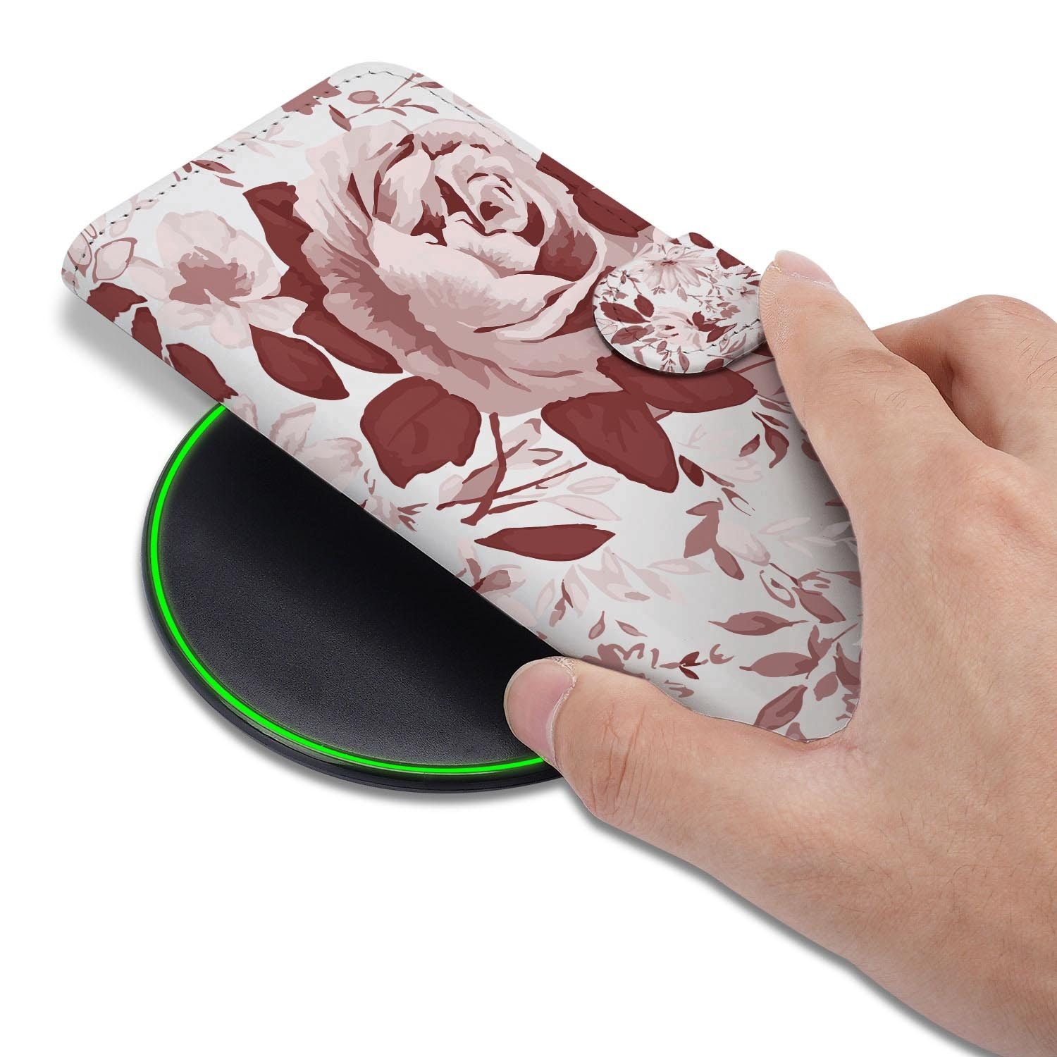 Samsung Galaxy S26 FE hoesje met pasjeshouder, bedrukt met het Watercolor Flowers ontwerp