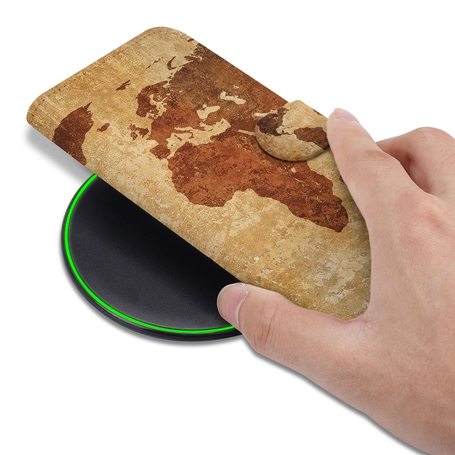 Hoesje met pasjeshouder voor Samsung Galaxy S26 FE, design Wereldkaart uit de collectie Reizen
