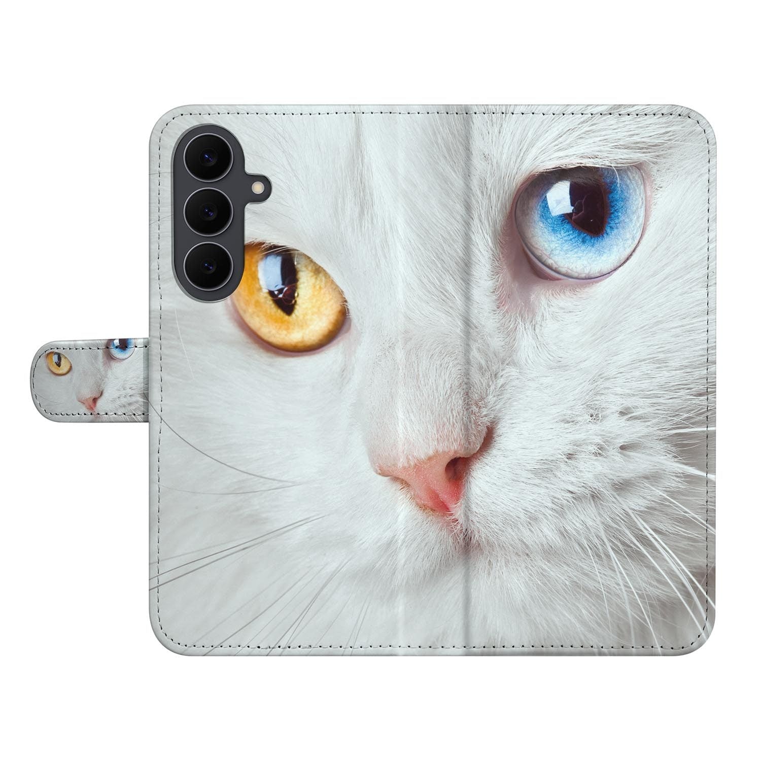 Samsung Galaxy S26 FE book case met kattenprint Witte Kat