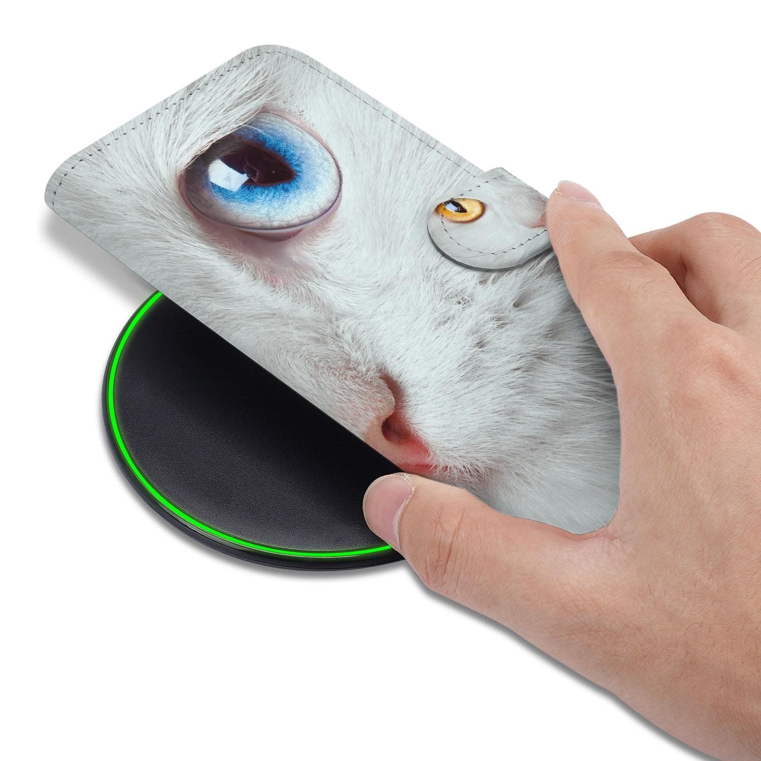 Kunstleren klaphoesje Samsung Galaxy S26 FE met Witte Kat print