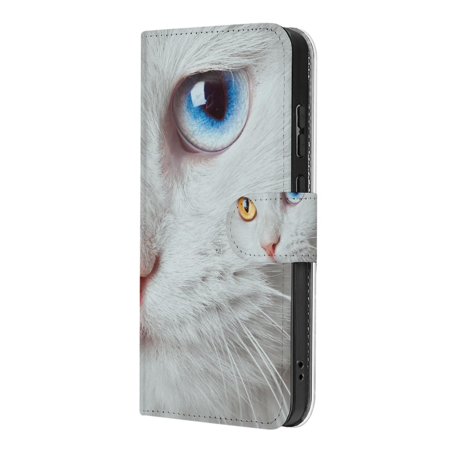Hoesje met pasjeshouder voor de Samsung Galaxy S26 FE in Witte Kat uitvoering