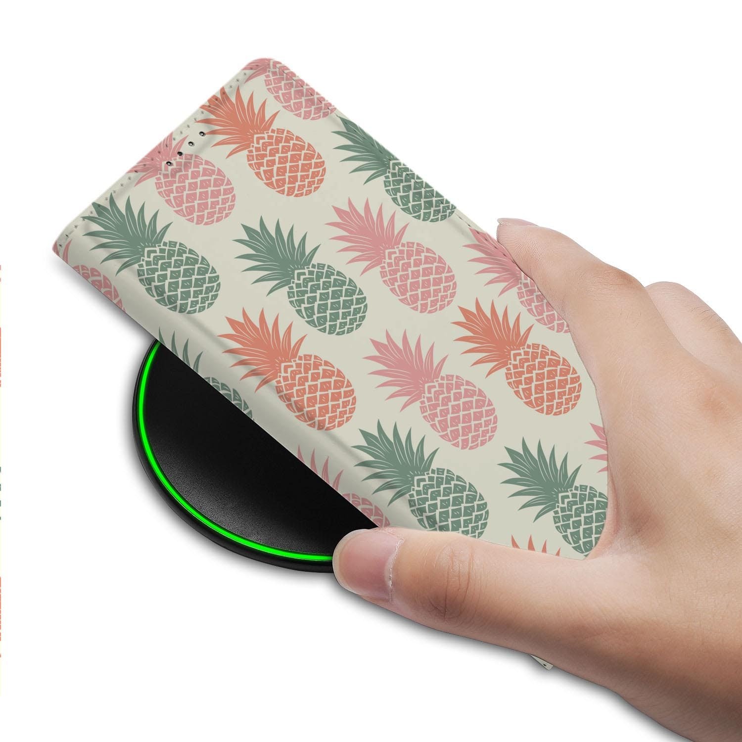 Samsung Galaxy S26 FE bookcase Ananas met kunstleren klep