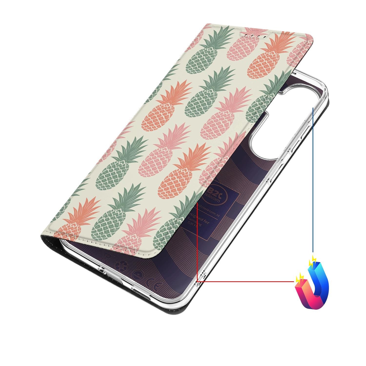 Samsung Galaxy S26 FE hoesje Ananas met magneetsluiting