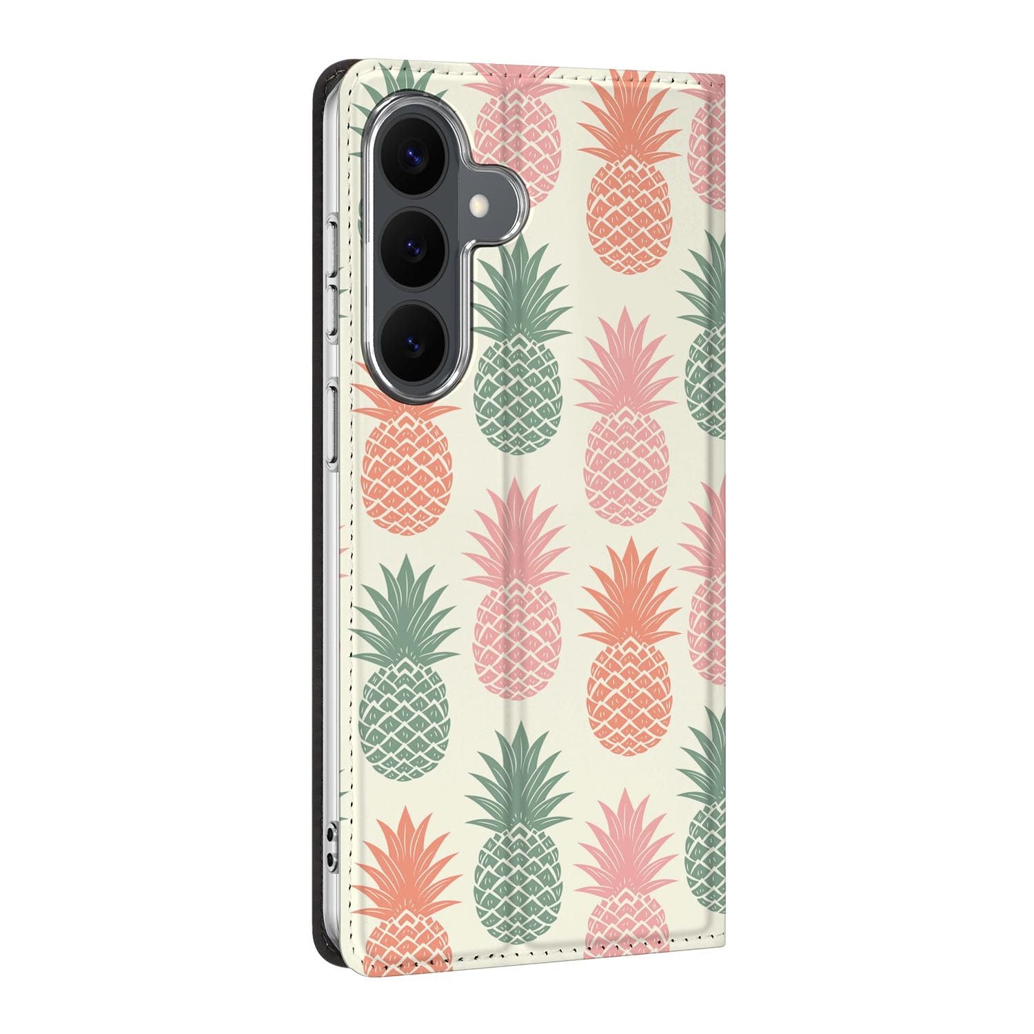Samsung Galaxy S26 FE standcase Ananas, bescherming voor- en achterkant