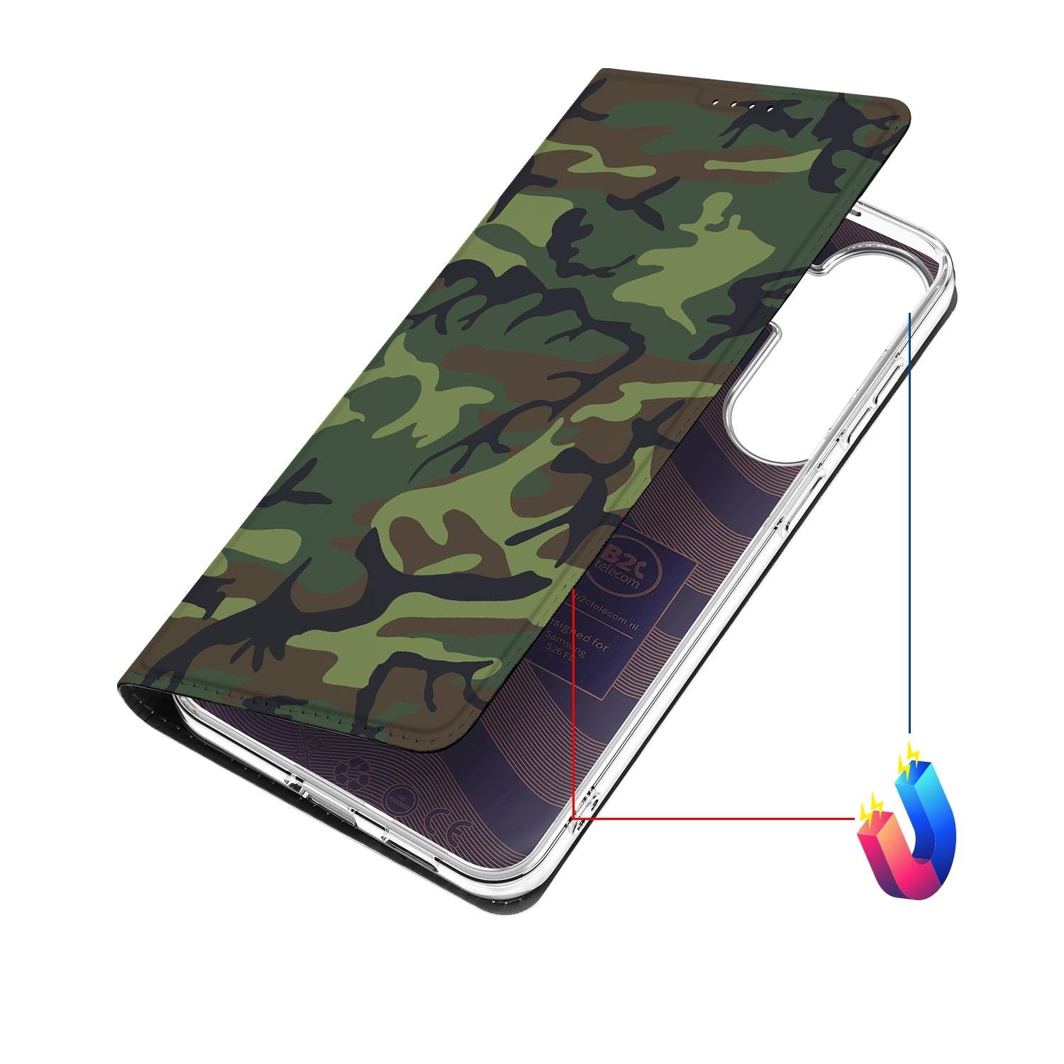 Samsung Galaxy S26 FE hoesje Army Dark met magneetsluiting