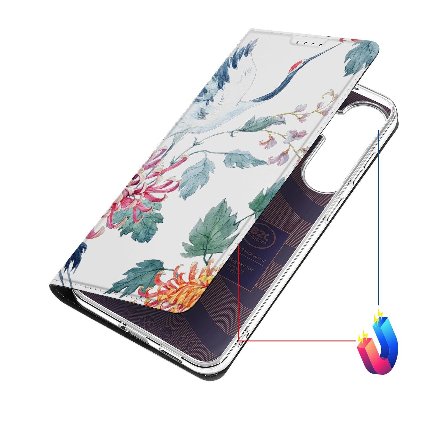 Samsung Galaxy S26 FE hoesje Bird Flowers met magneetsluiting