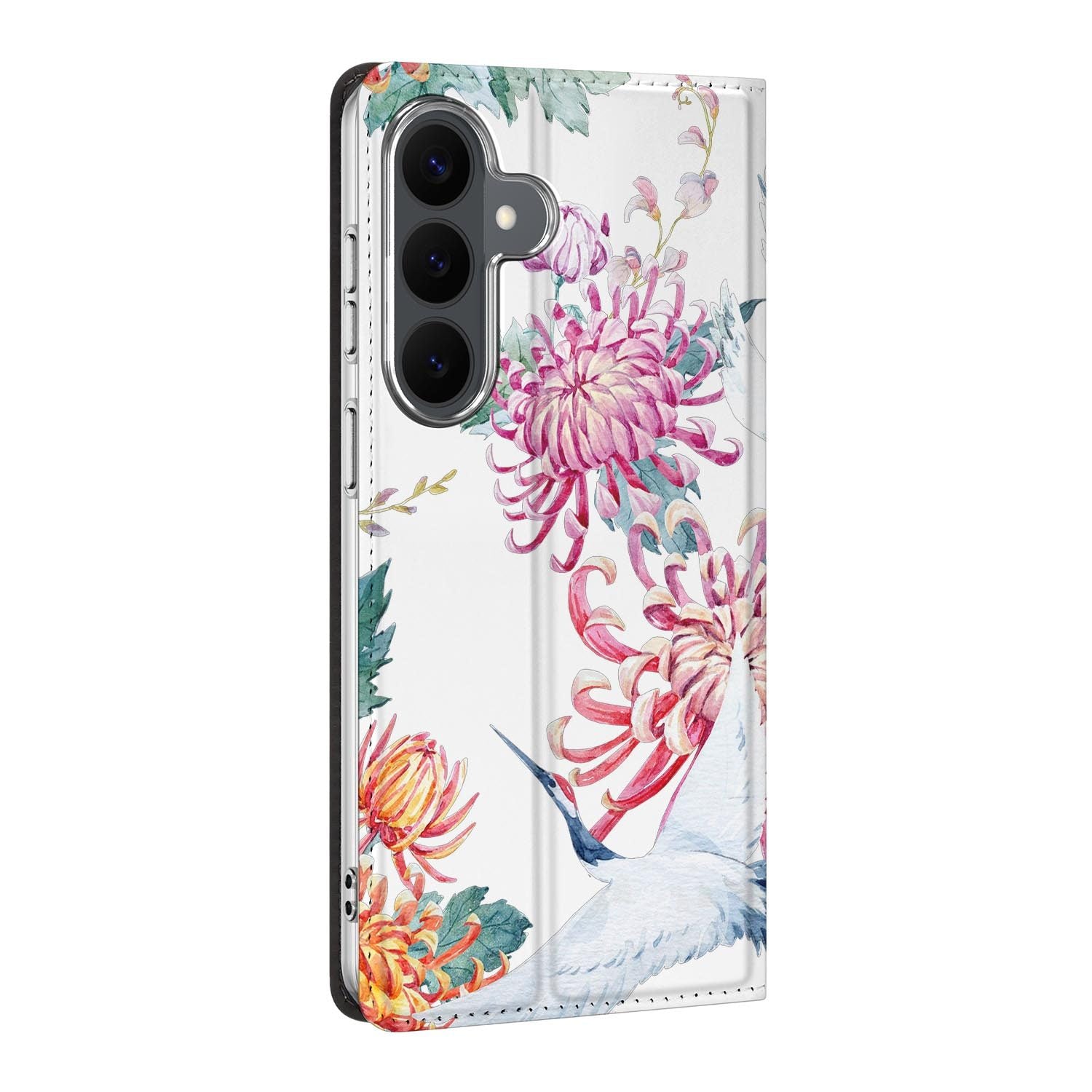 Samsung Galaxy S26 FE standcase Bird Flowers, bescherming voor- en achterkant