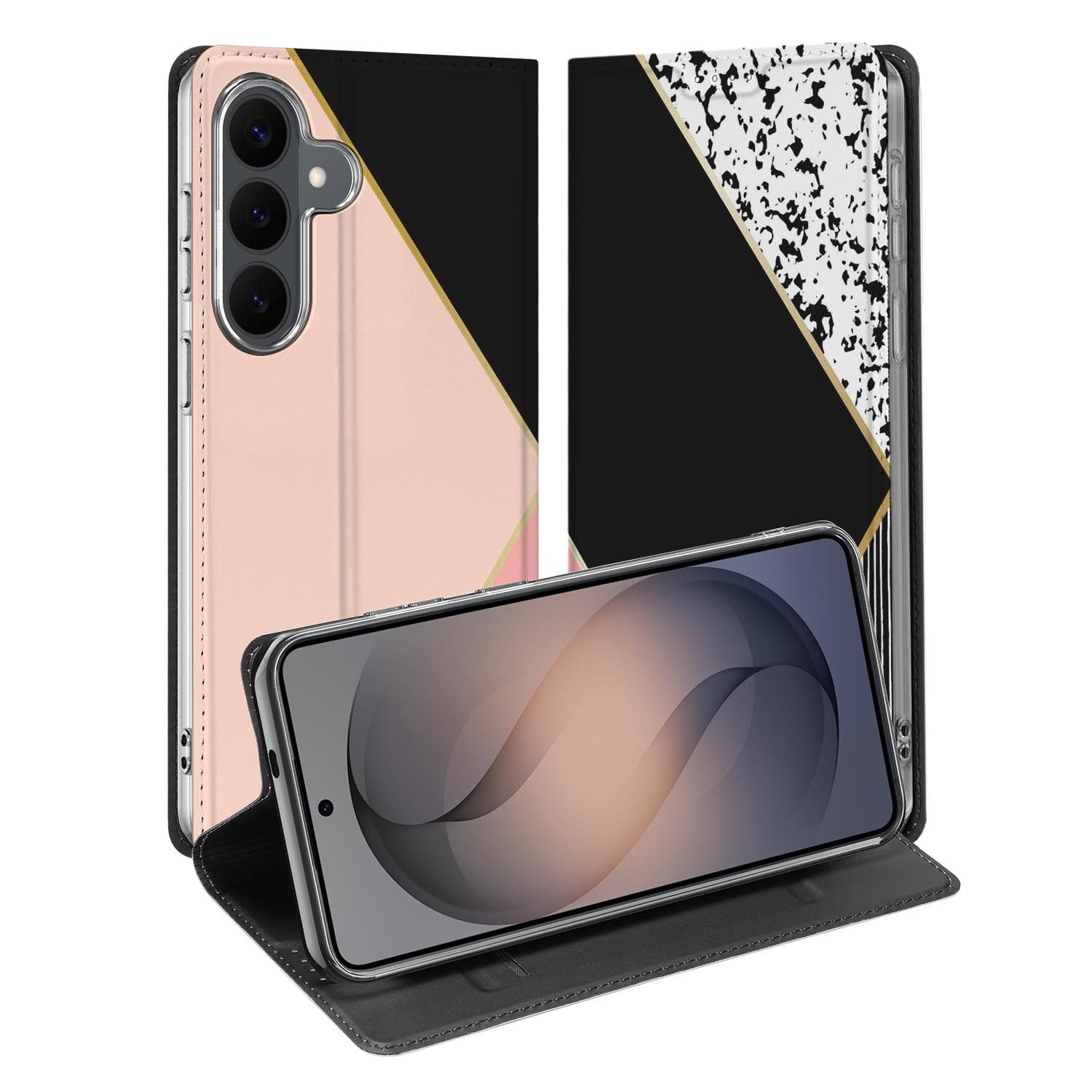 Samsung Galaxy S26 FE standcase met Black Pink Shapes-print