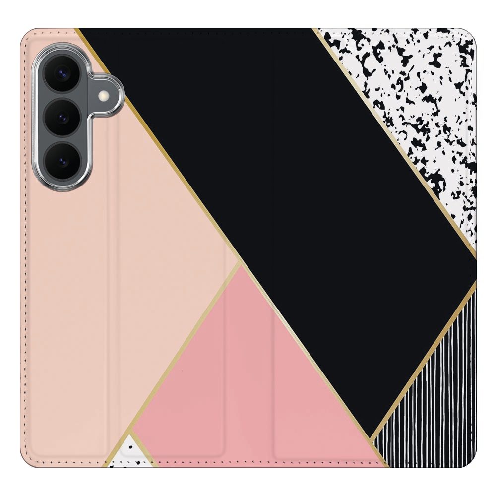 Samsung Galaxy S26 FE boekhoesje Black Pink Shapes met pasjesvak