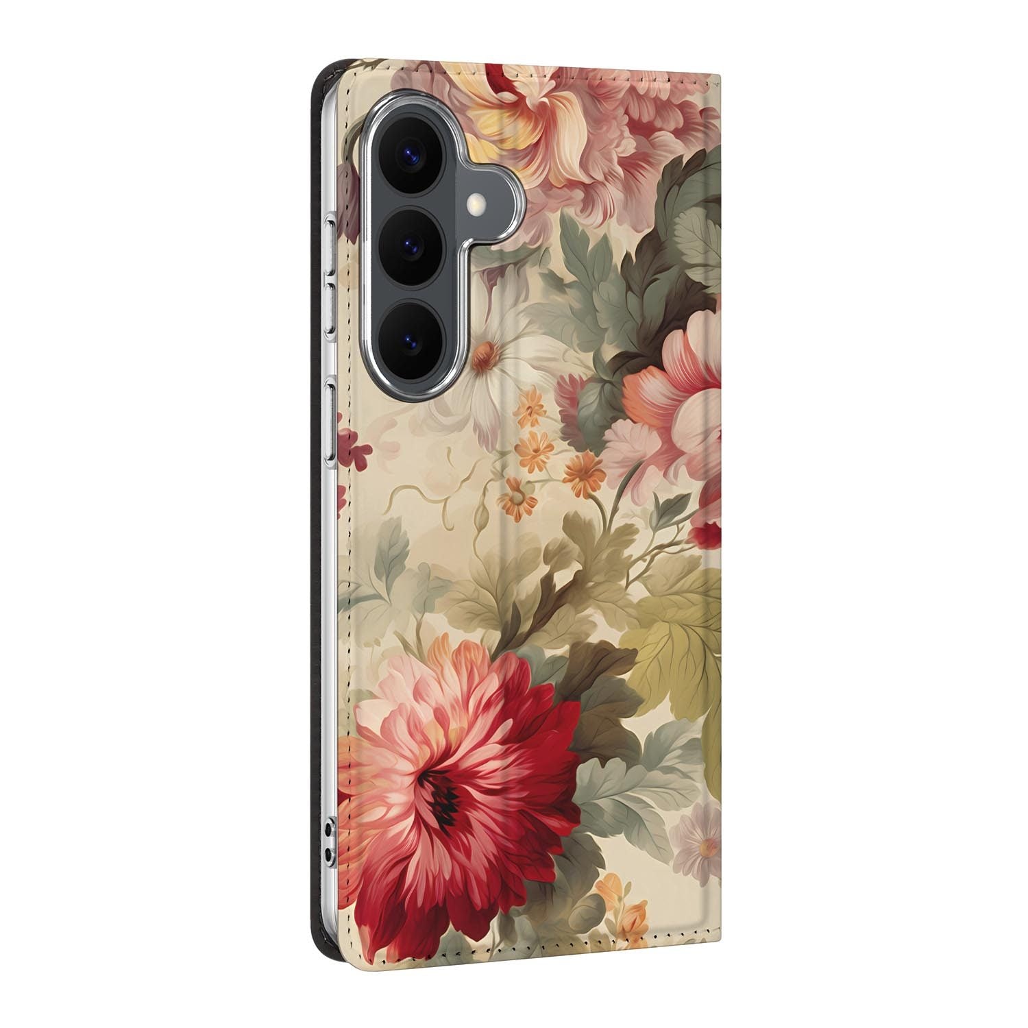 Samsung Galaxy S26 FE standcase Bloemen, bescherming voor- en achterkant