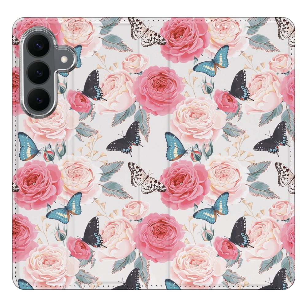 Samsung Galaxy S26 FE boekhoesje Butterfly Roses met pasjesvak