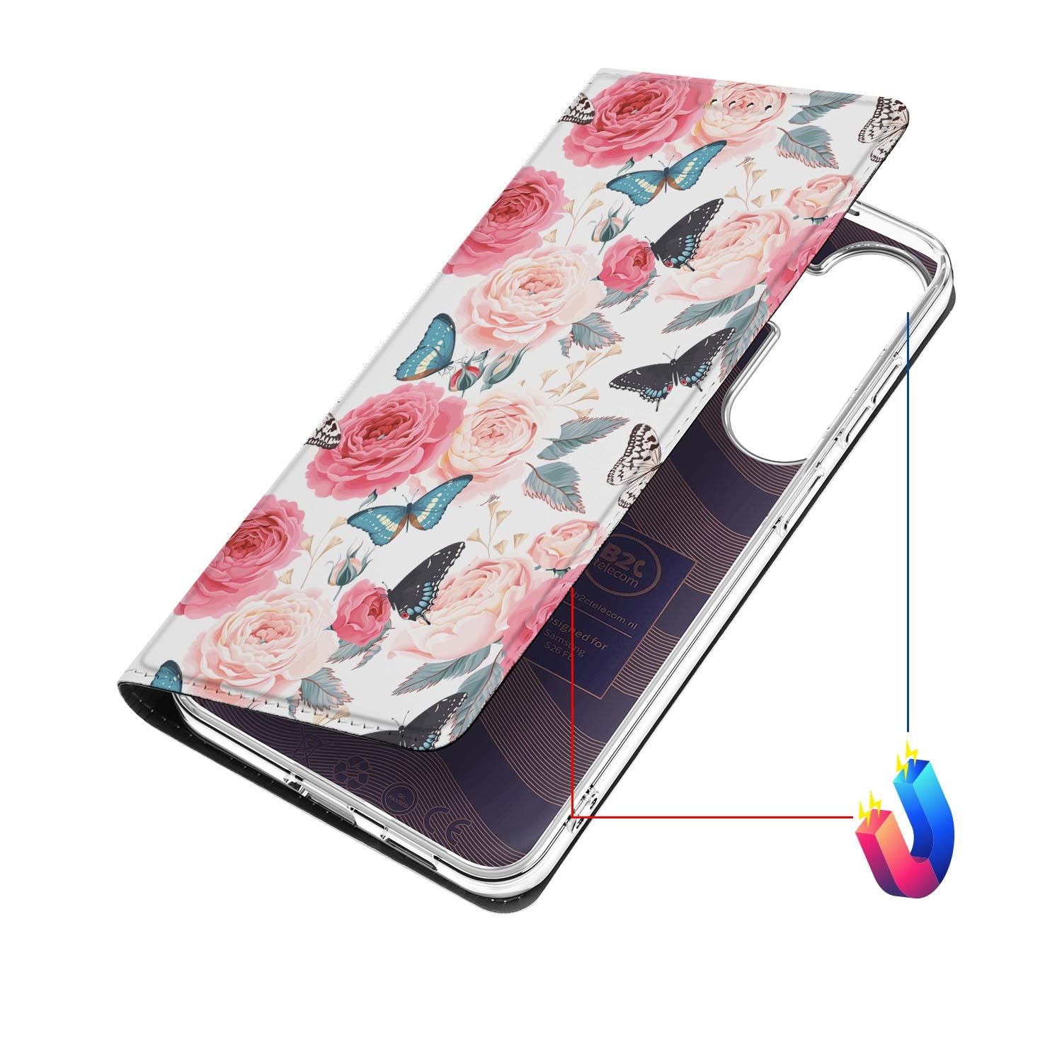 Samsung Galaxy S26 FE hoesje Butterfly Roses met magneetsluiting