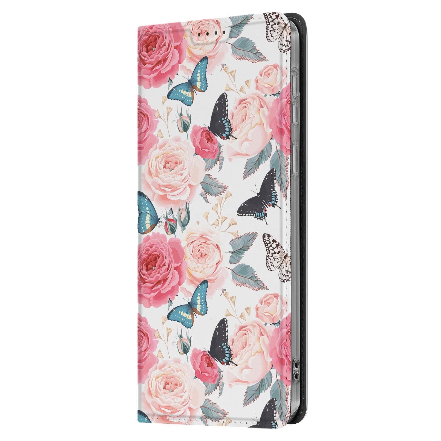 Samsung Galaxy S26 FE standcase Butterfly Roses, geschikt voor draadloos laden