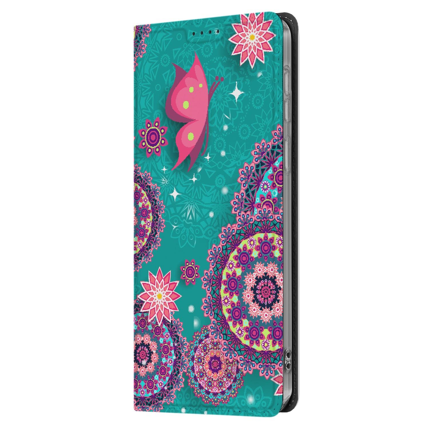 Samsung Galaxy S26 FE standcase Cirkels en Vlinders, geschikt voor draadloos laden