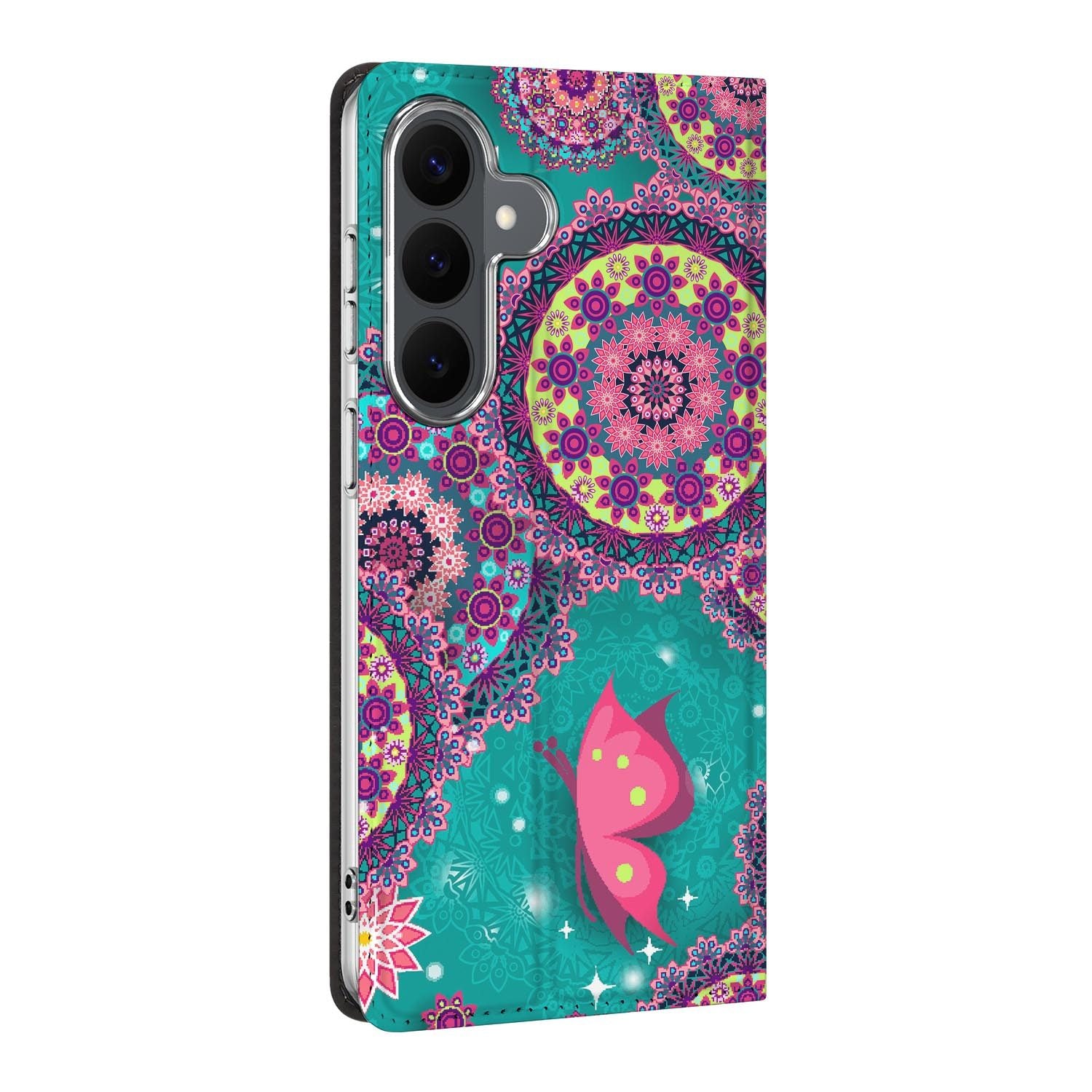 Samsung Galaxy S26 FE standcase Cirkels en Vlinders, bescherming voor- en achterkant
