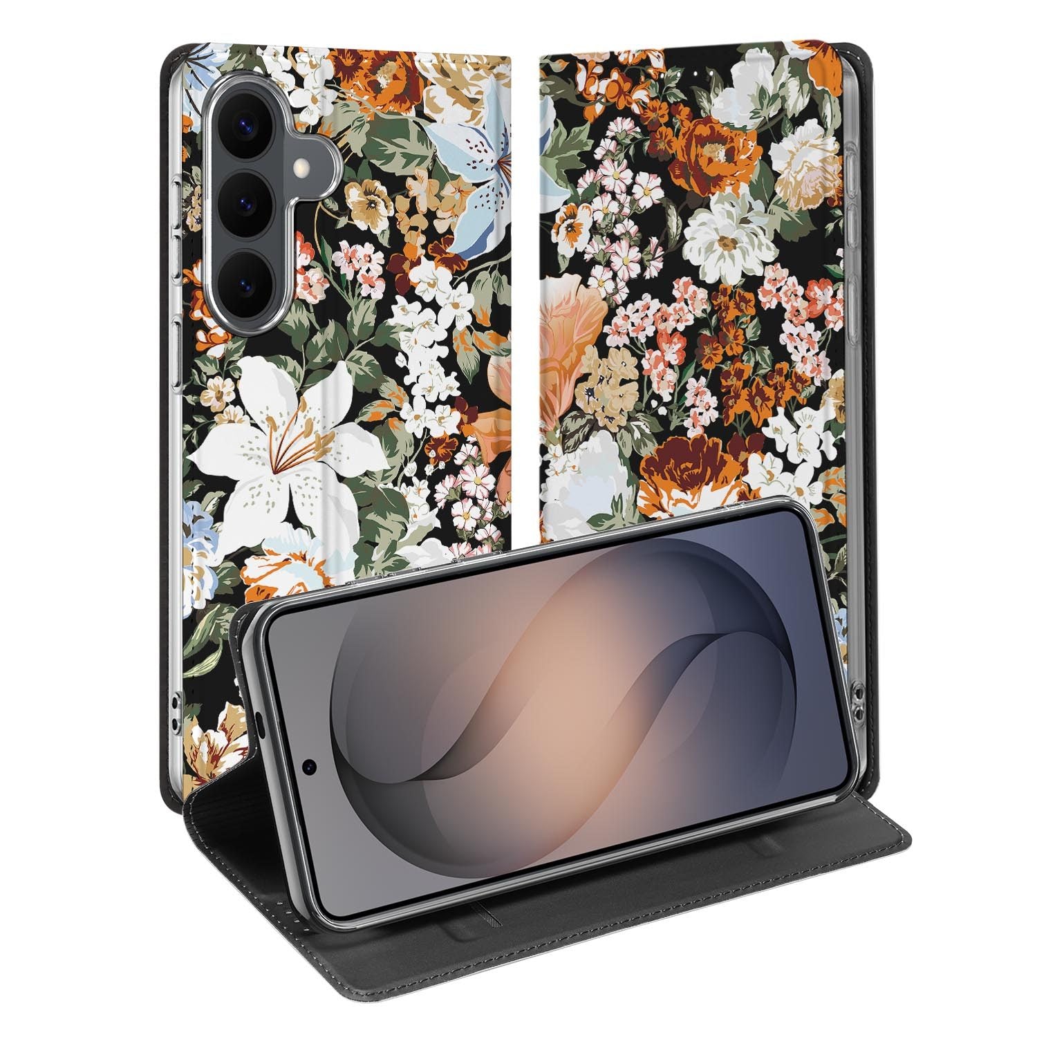 Samsung Galaxy S26 FE standcase met Dark Flowers-print
