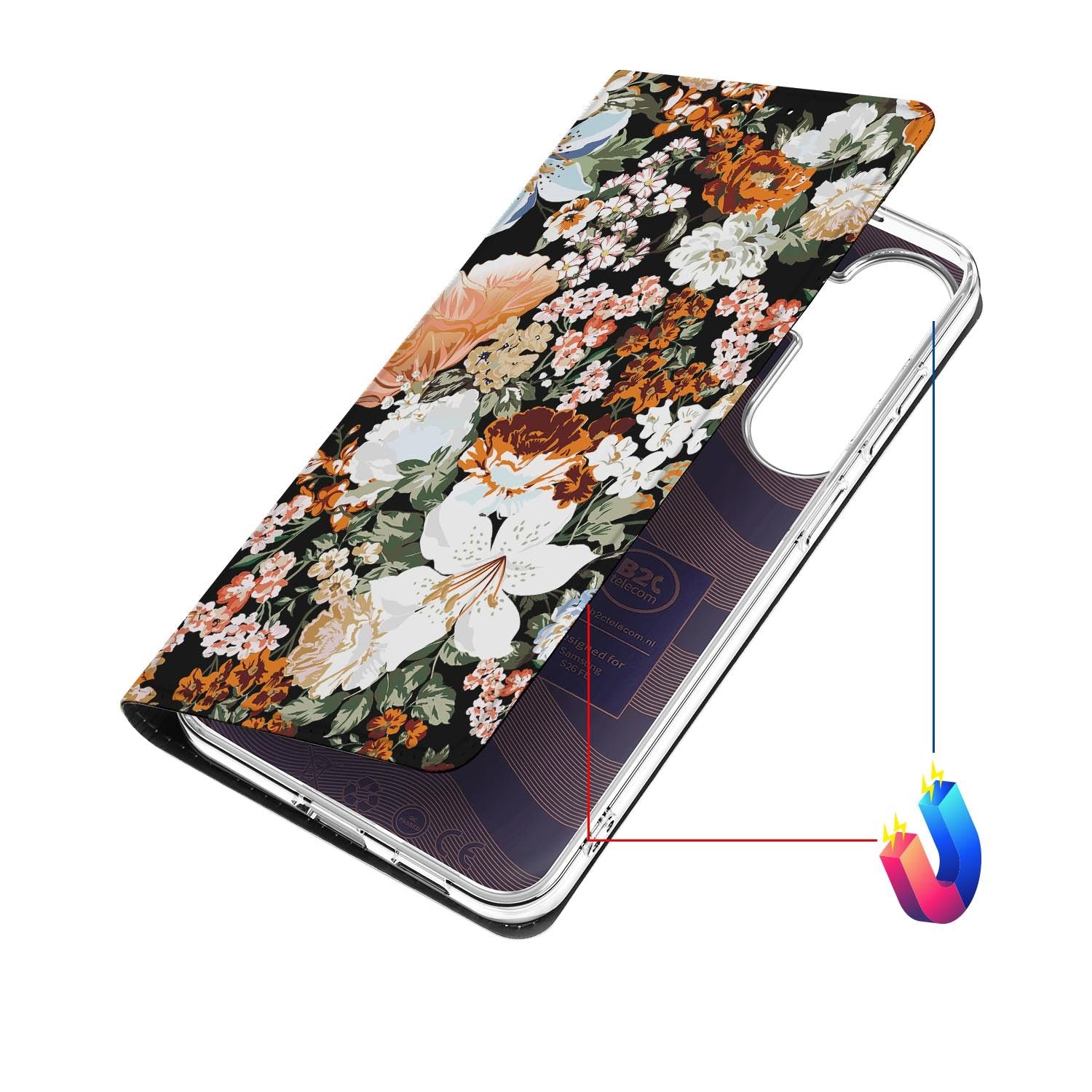 Samsung Galaxy S26 FE hoesje Dark Flowers met magneetsluiting