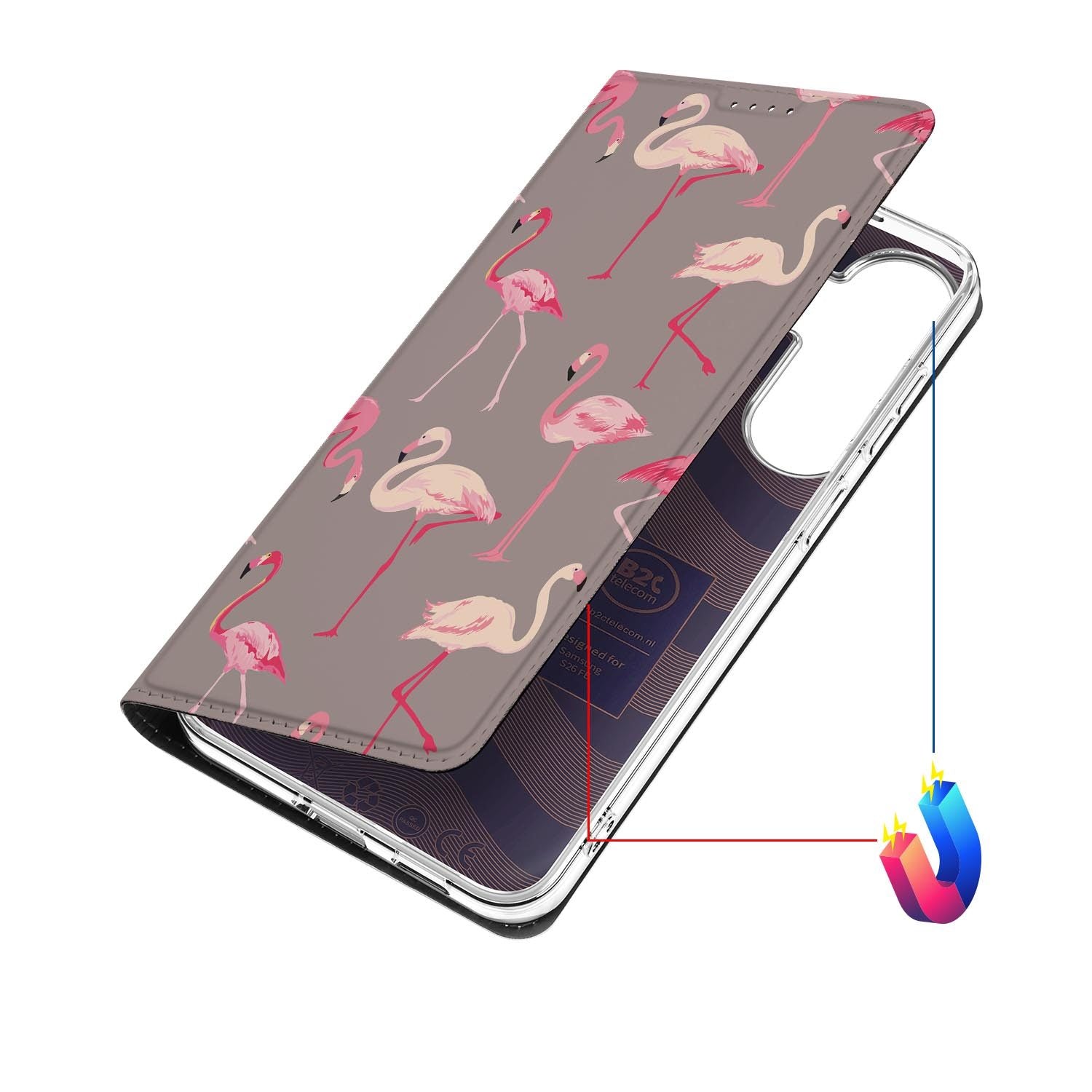 Samsung Galaxy S26 FE hoesje Flamingo met magneetsluiting