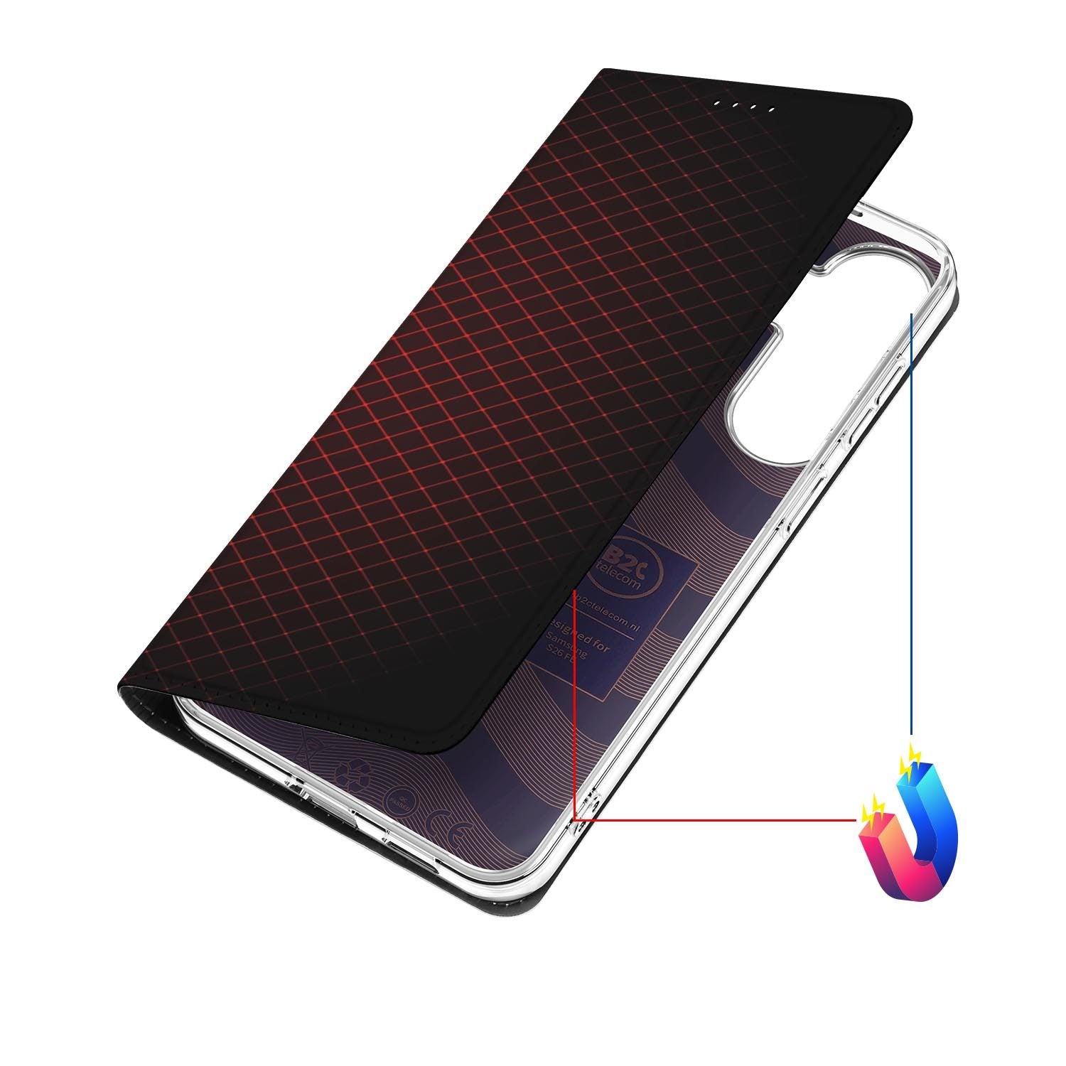 Samsung Galaxy S26 FE bookcase Geruit Rood met kunstleren klep