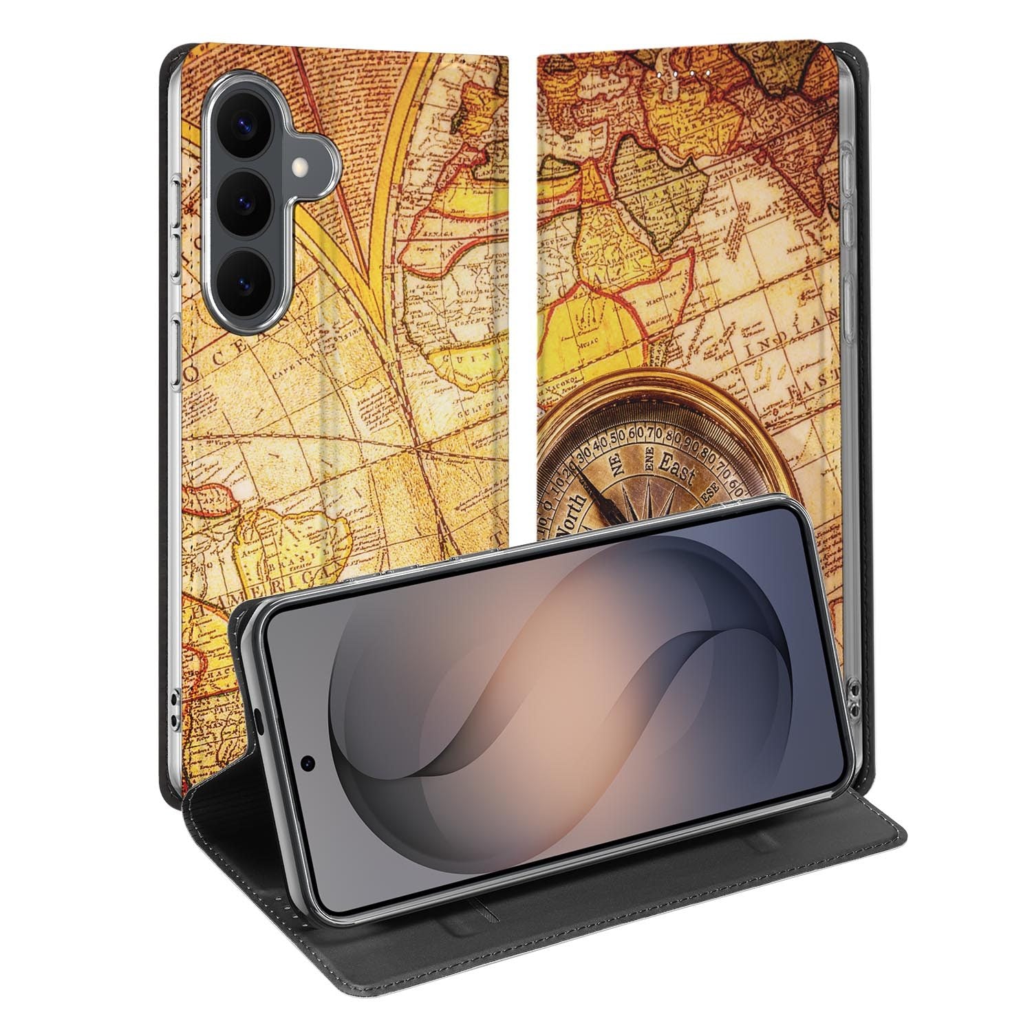 Samsung Galaxy S26 FE standcase met Kompas-print