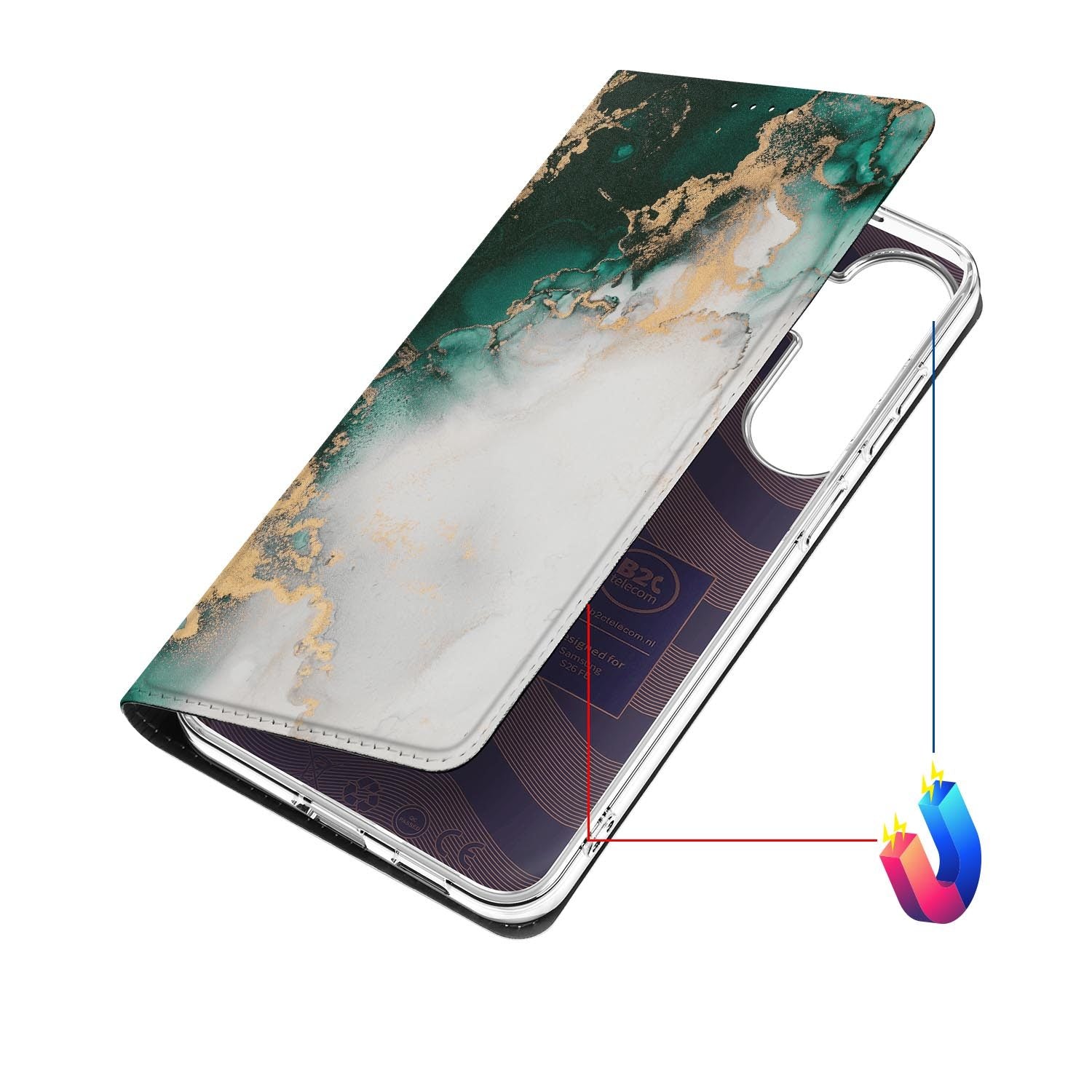 Samsung Galaxy S26 FE hoesje Marmer Groen met magneetsluiting