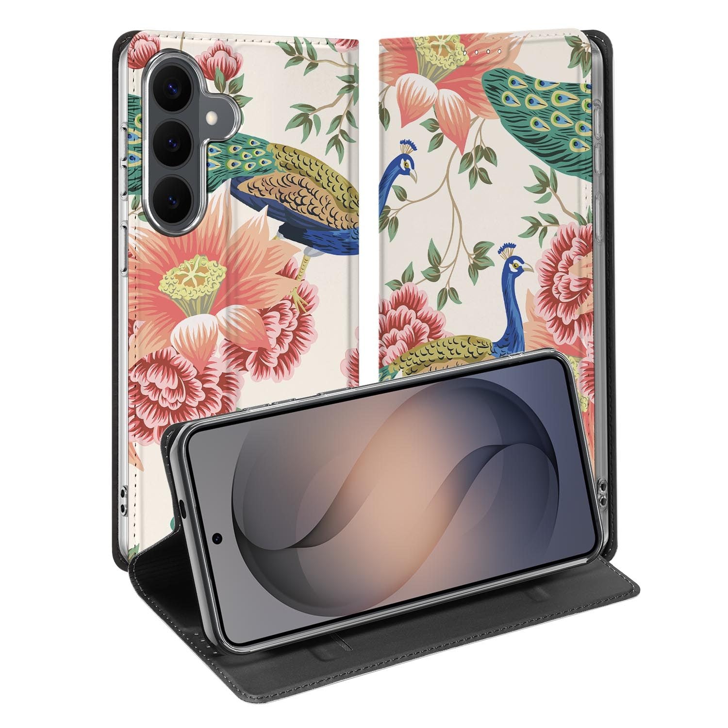 Samsung Galaxy S26 FE standcase met Pink Peacock-print