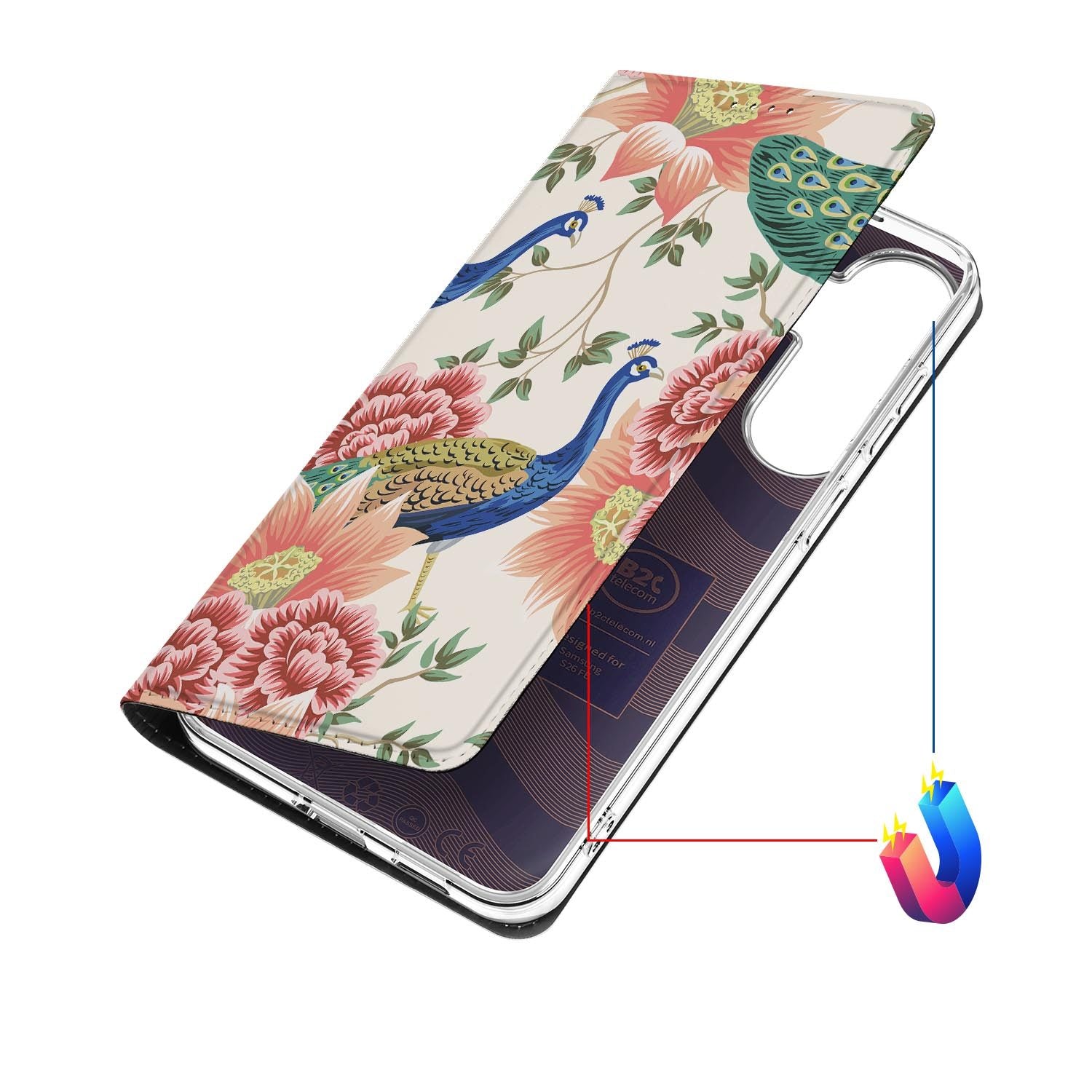 Samsung Galaxy S26 FE hoesje Pink Peacock met magneetsluiting