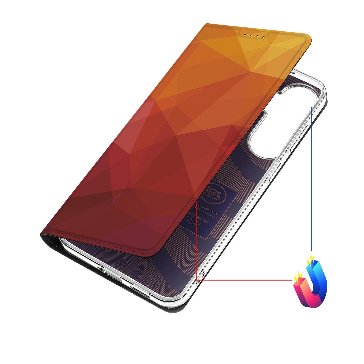 Samsung Galaxy S26 FE hoesje Polygon Red met magneetsluiting