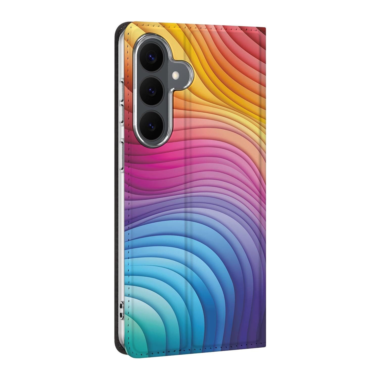 Samsung Galaxy S26 FE standcase Regenboog, bescherming voor- en achterkant