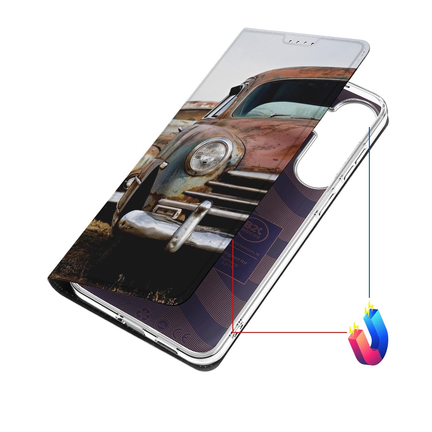 Samsung Galaxy S26 FE hoesje Vintage Auto met magneetsluiting