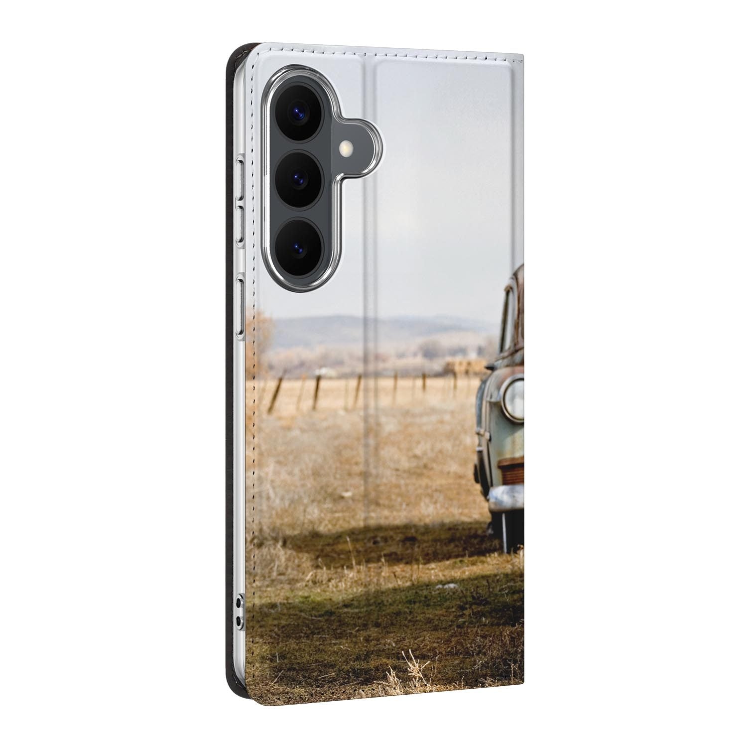 Samsung Galaxy S26 FE standcase Vintage Auto, bescherming voor- en achterkant