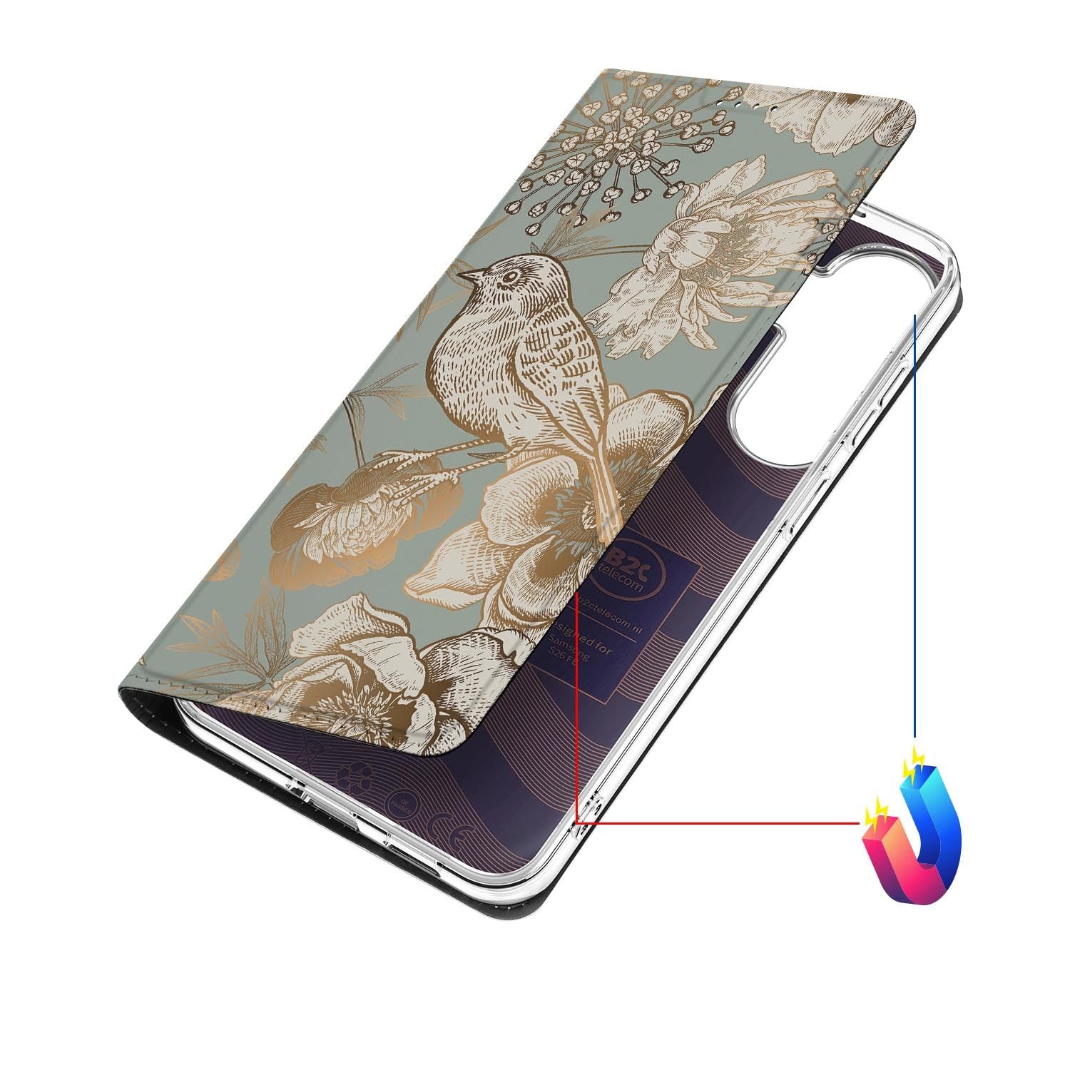 Samsung Galaxy S26 FE hoesje Vintage Bird Flowers met magneetsluiting