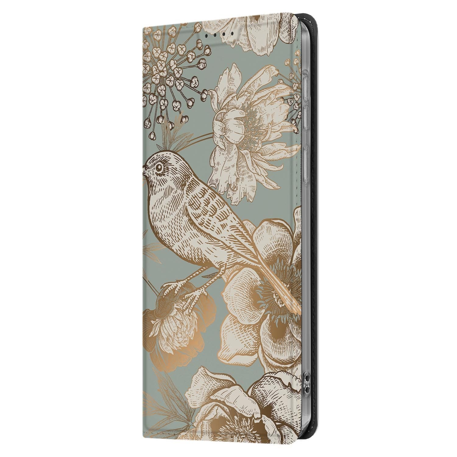 Samsung Galaxy S26 FE standcase Vintage Bird Flowers, geschikt voor draadloos laden